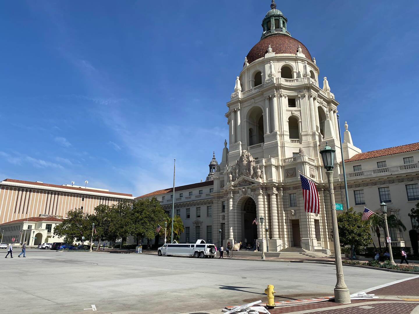 Only about a dozen people showed up at the rally to save democracy in Pasadena today. There was more security on hand than demonstrators. Meanwhile, dozens of cars and trucks flying Trump flags paraded down old Route 66 here (no photo - I was driving), the enthusiastic storm troopers for our new dictatorship. I have a condition in my left hand that made my middle finger extend as they drove by. Luckily my wife got me to bring that hand down, saying something about not wanting to get shot. Shortly afterwards we heard a shot echoing off the buildings. There are thousands of people out on the streets here today. Shopping. The Cheesecake Factory is packed. I don’t feel at ease here in the new Amerikkka.