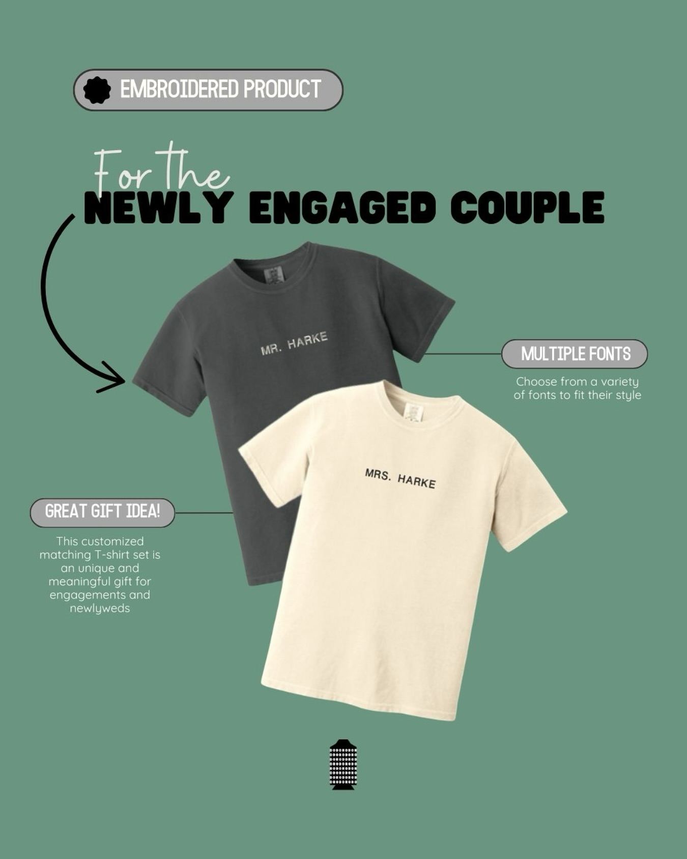 tired of getting all your engaged friends a ring dish? 💍 send them a personalized matching t-shirt with their hubby
.
.
.
#matchingtees #embroideredshirt #embroideredshirts #seattlesmallbusiness #engagementgift #engagementgifts #engagementgiftideas #engagementgiftidea