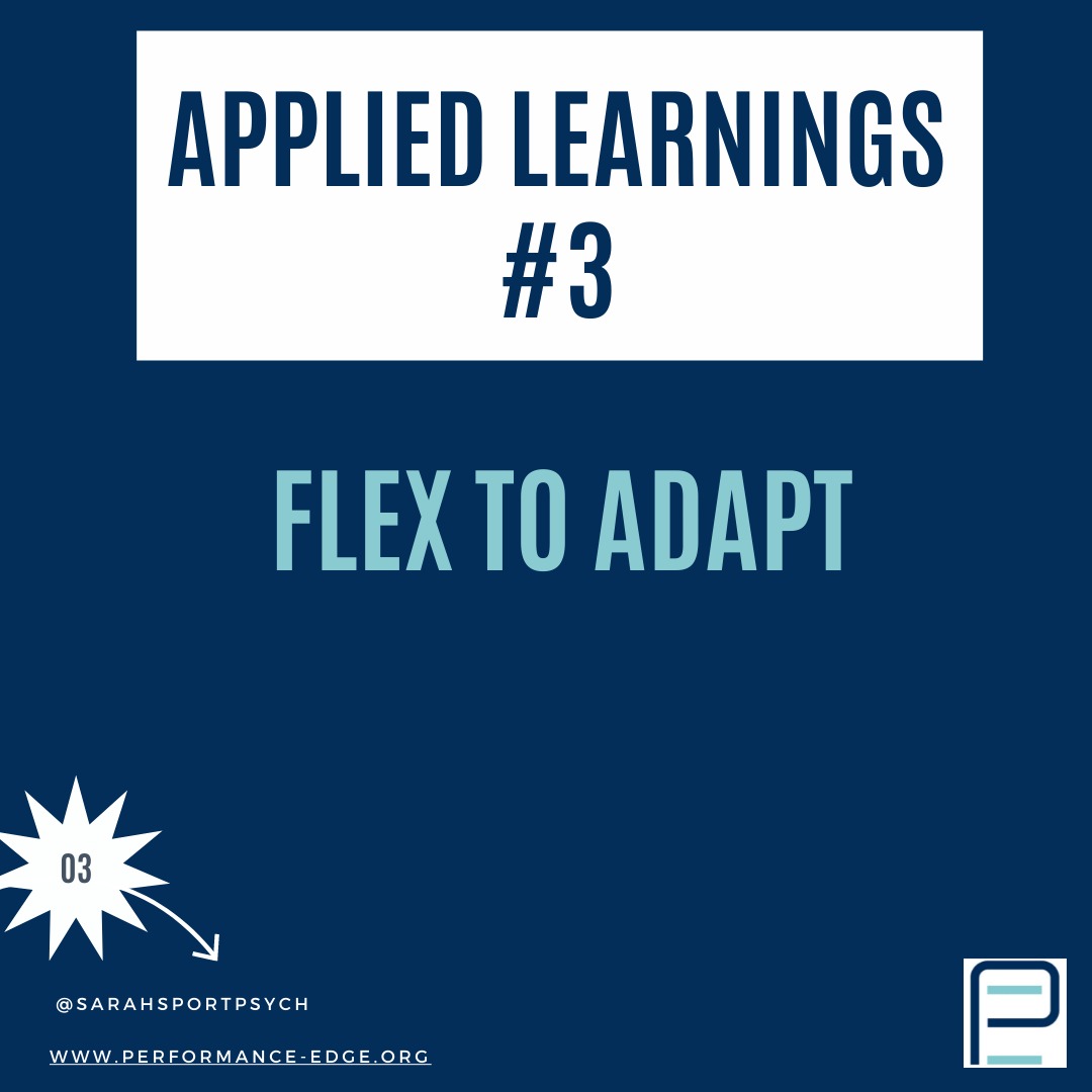 Week 3 of my 52 weeks of re-releasing some reflections I made during 2022 after many years as a F/T applied Sport Psychologist.
FLEX TO ADAPT
🏎️ We all know what a fast paced, dynamic environment elite sport can be, learning to flex how you work and adapt to an ever-changing hour, day, week is integral to thriving as a sport psychologist.
🤔 Our start point is often to understand how far from our values and our professional philosophy we are prepared to flex and at what point it simply it blocks authenticity.
⚖️ The balance lays between serving the needs of the system whilst staying true to our professional practice
#authenticity #flex #thrive #adapt #sportperformance #appliedsportpsychology #performancelessons