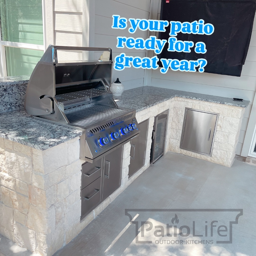 Is your patio ready for a great year? If not, contact us right away to get on the schedule! #outdoorkitchens #patiocovers #pergolas #2025