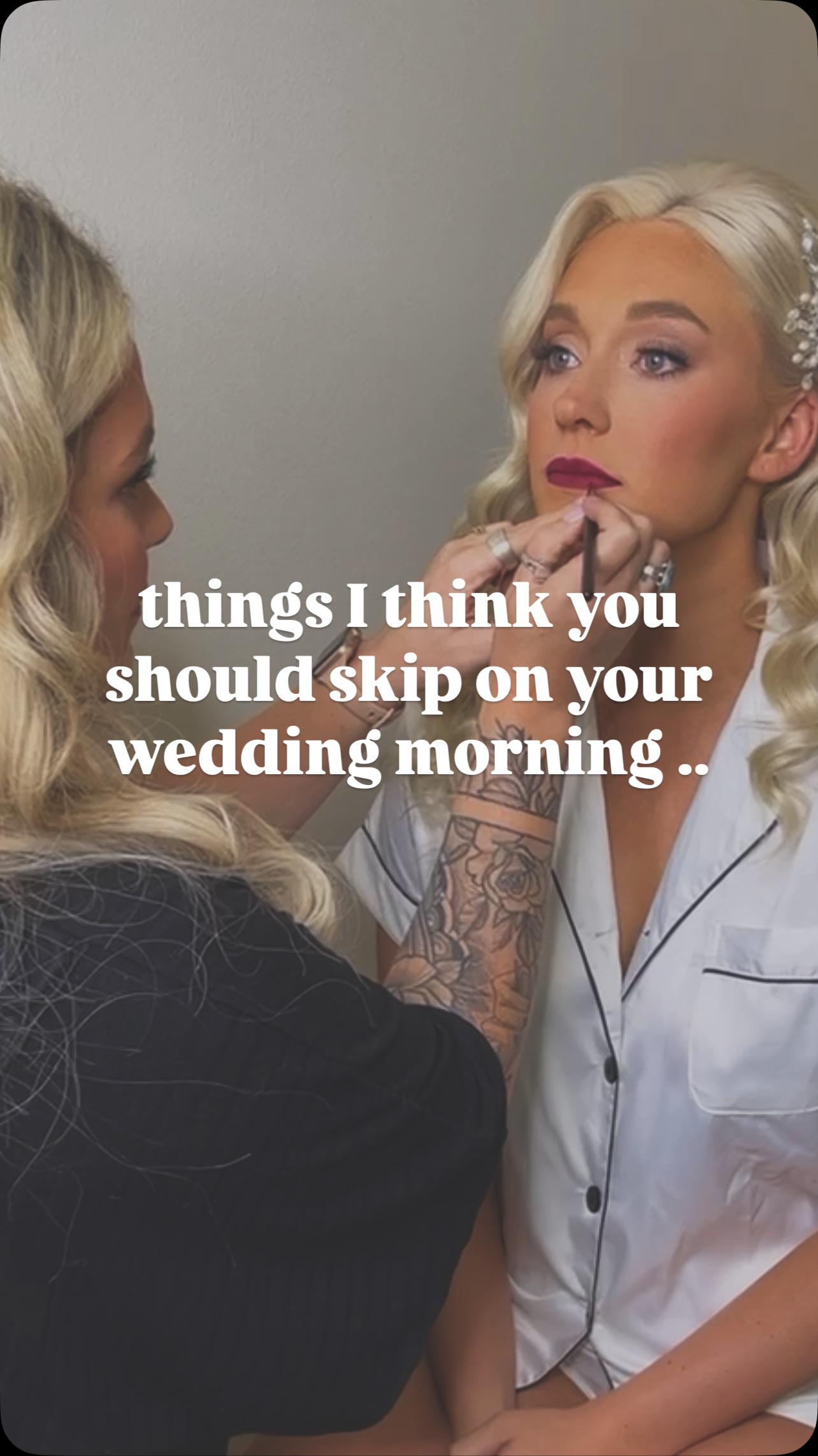 As a professional makeup artist of 10+ years, i’ve been apart of HUNDREDS of wedding mornings and i’ve learned a thing or two over the years 🤣🥰
- skip the steaming! if at all possible, please, please steam your dresses the night before!! the steam WILL affect your hair and makeup lol I promise
- don’t set exact time slots for services! you booked your vendors for their expertise, trust that they know what they’re doing and will make sure everyone is done on time, WITHOUT, having designated time slots. I feel like the time slots create unwanted stress when hair or makeup is running behind/ahead for a slot and then things seem out of wack, when really they will make up that time difference elsewhere! just create a start time for hair and makeup, and a time you need to be finished!
- robes! these things very rarely get reused after a wedding morning, and most of the time people feel uncomfortable in them! opt for a sweat set, lounge set, or cute PJs instead!!
- location transfers! this MAY seem like a good idea to start getting ready at your airbnb or hotel, and transferring to your venues bridal suite mid morning, but in reality, in creates a HUGE dent in the schedule. your hair and makeup team will have to pack up, move and unpack again. even if the locations are 15 minutes apart, it could add up to 60 minutes just to tear evening down and set it all back up again! stick to one location and enjoy the morning without the chaos 🫶
what other things would you add to this list to help ease the morning!? did any of these surprise you!? 👇🏼
makeup @muachelseakay
hair @weddinghairfairy
#indymua #indianapolisesthetician
#indianapolismakeup #chicagoweddings #cincinnatiwedding #midwestbrides #indianapolismakeupartist #indyweddings #indywedding #indianapolismua #bridalmakeup #charlottetilbury #softglammakeup #weddingmakeuplook #anastasiabeverlyhills #temptupro #rarebeauty #makeupforever #muaofinstagram #bridalmakeup #makeupartist #weddingmakeuptips #bridalmakeupinspo
#bridalhairindy