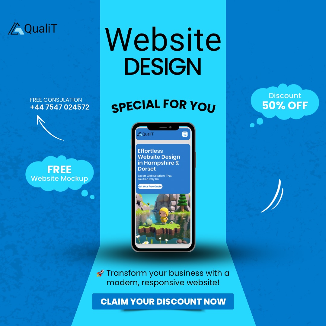 🚀 Transform Your Online Presence Today! 🚀
Looking for a professional website that drives results? 🎯
We’re offering an exclusive 50% discount and a FREE website mockup to show you how we can elevate your business online!
✅ Modern, responsive design tailored to your business
✅ Boost your online visibility and attract more customers
✅ No commitment – see the mockup first, then decide!
👉 Don’t miss out – click the link below and claim your free mockup now:
🔗 www.qualitwebdesign.co.uk/ultra-deal
📞 Need more info? Contact us at +44 7547 024572. Let’s bring your vision to life! 🎨