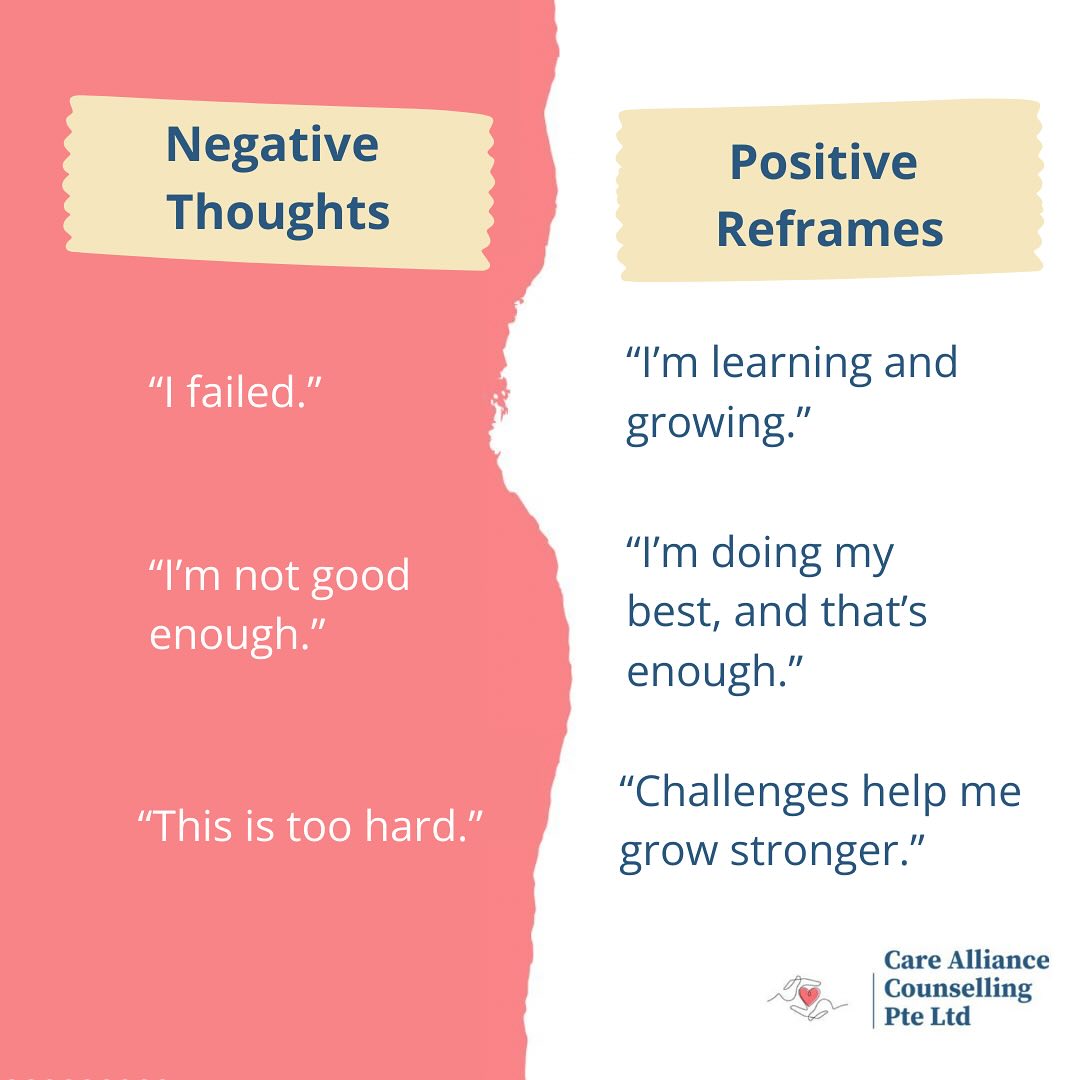 Your thoughts shape your perspective, and your perspective shapes your reality.
With practice, these small shifts can make a big difference in your mental well-being. Ready to start reframing? Let’s take that journey together.
#ReframingThoughts #PositiveMindset #Counselling #Therapy #MentalHealthSupport