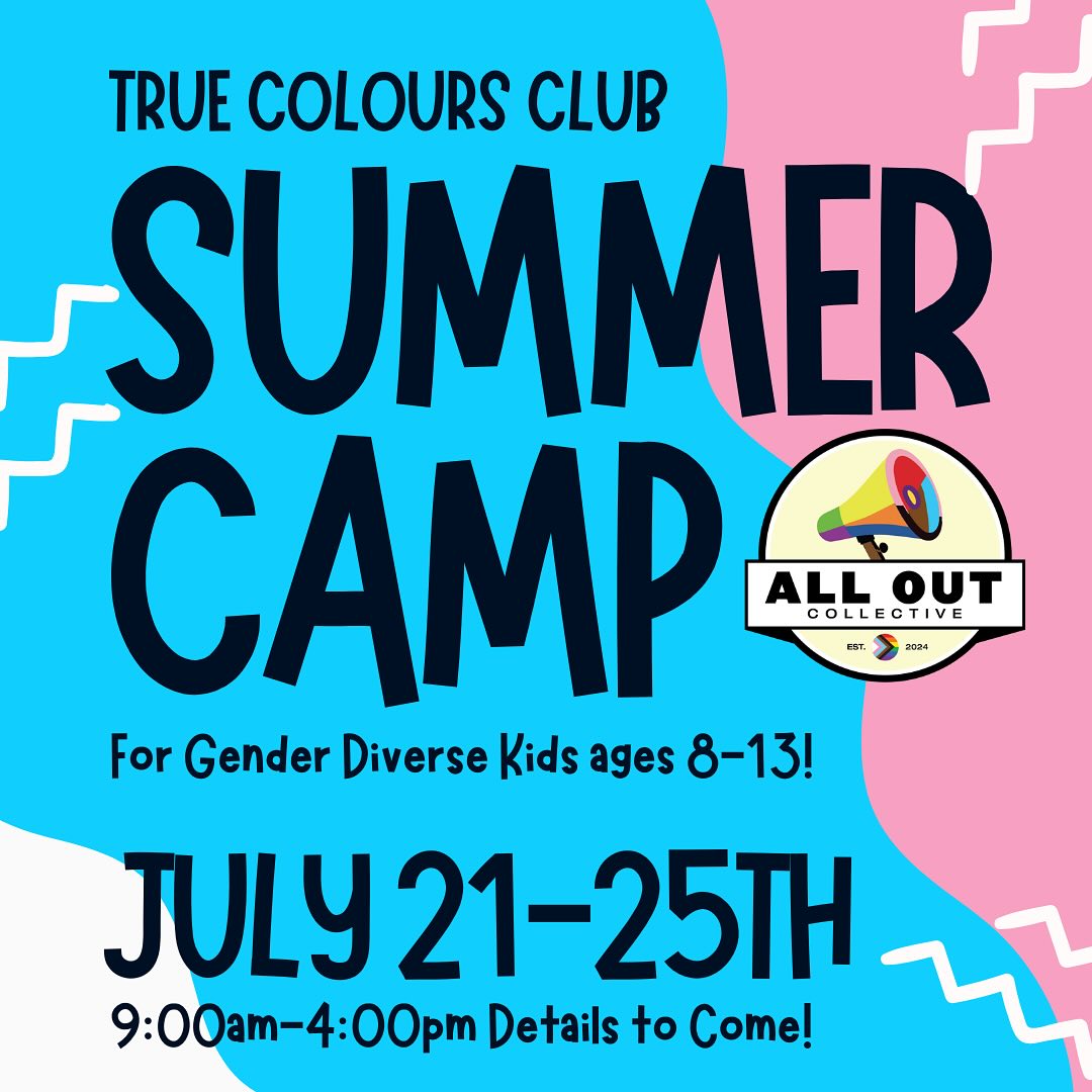 TRUE COLOURS SUMMER CAMP!
We are SO EXCITED to announce that we will be running our first ever True Colours Summer Camp from July 21-25 in Hamilton!
Details, registration and some incredible special guests will be announced soon! Stay tuned!
#transkidsmatter #protecttranskids #transkidsbelong