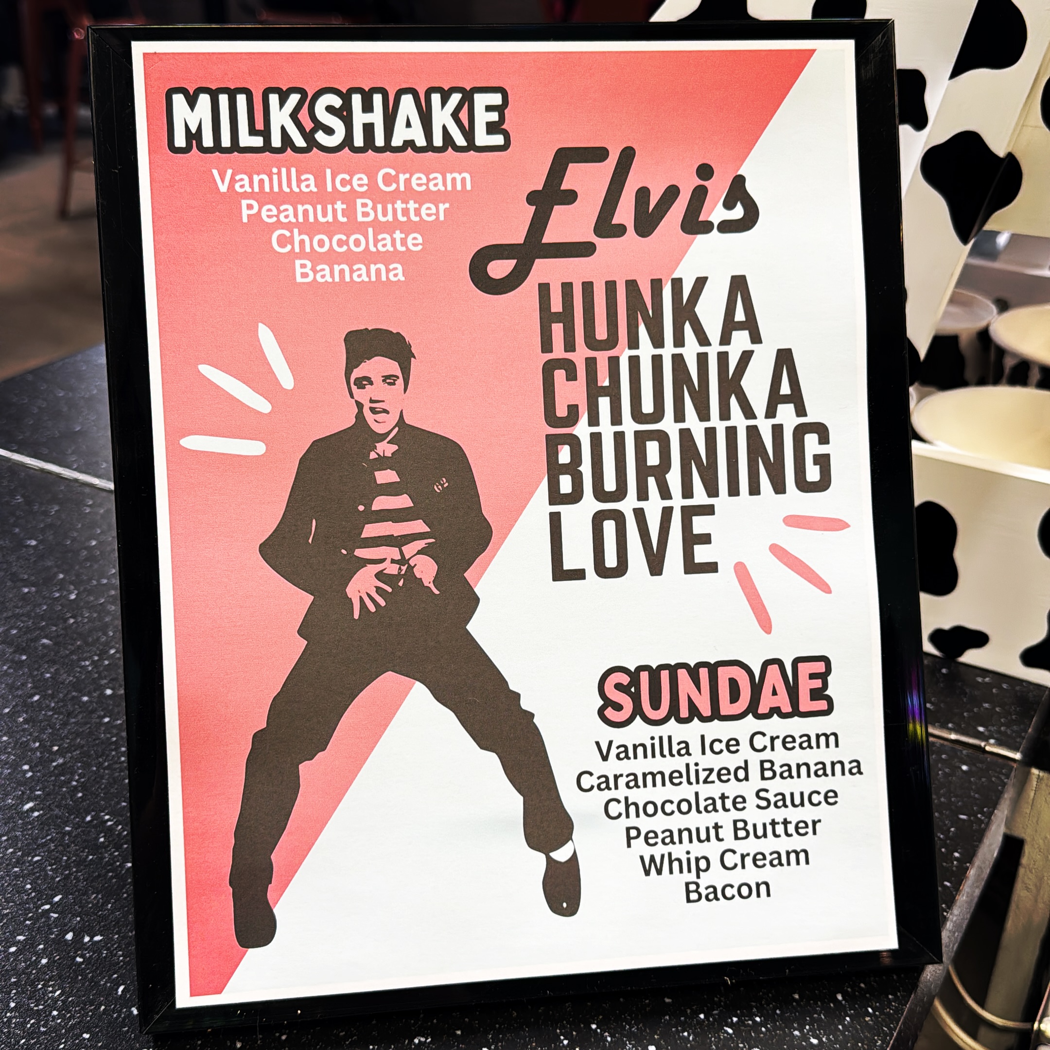 Elvis is in the house!!! Come try our HUNKA CHUNKA BURNING LOVE Sundae and Milkshake. A sweet tribute to the King himself!!!! #yyc #yycicecream #elvis #boozy