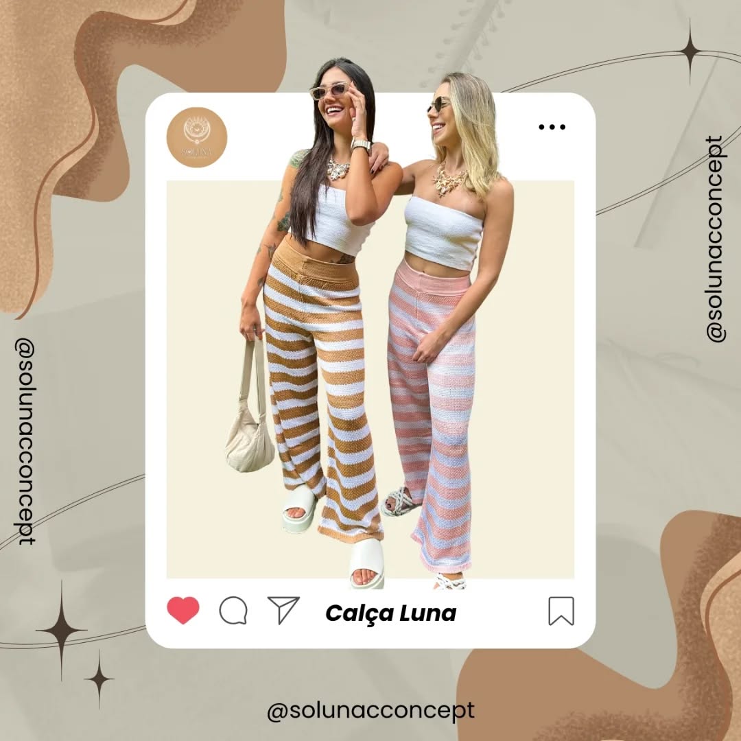🔥✨ A calça Luna chegou para marcar presença ✨🔥
Cada detalhe foi pensado para realçar a sua confiança e te fazer brilhar. Quando você se sente bem, não há limites para o que pode conquistar.
Vem conferir nossa loja e não se esqueça de deixar seu like!
www.solunaclothingconcept.com.br