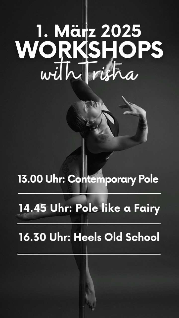 ✨WORKSHOPS WITH @trishaa.h✨
Wow! We are happy to announce three workshops with Trisha. It‘s your chance to dance with the magical Pole Fairy. 🧚♀️
Tap on the reel to stop it and reed all the details.
Saturday 1. March 2025
▫️13.00 Contemporary Pole Choreo
▫️14:45 Pole Like a Fairy
▫️16.30 Heels old school
Find the classes on spin-up.ch via Eversports
We are happy to welcome you soon 🧚
#poledance #polefairy #oldschool #contemporary