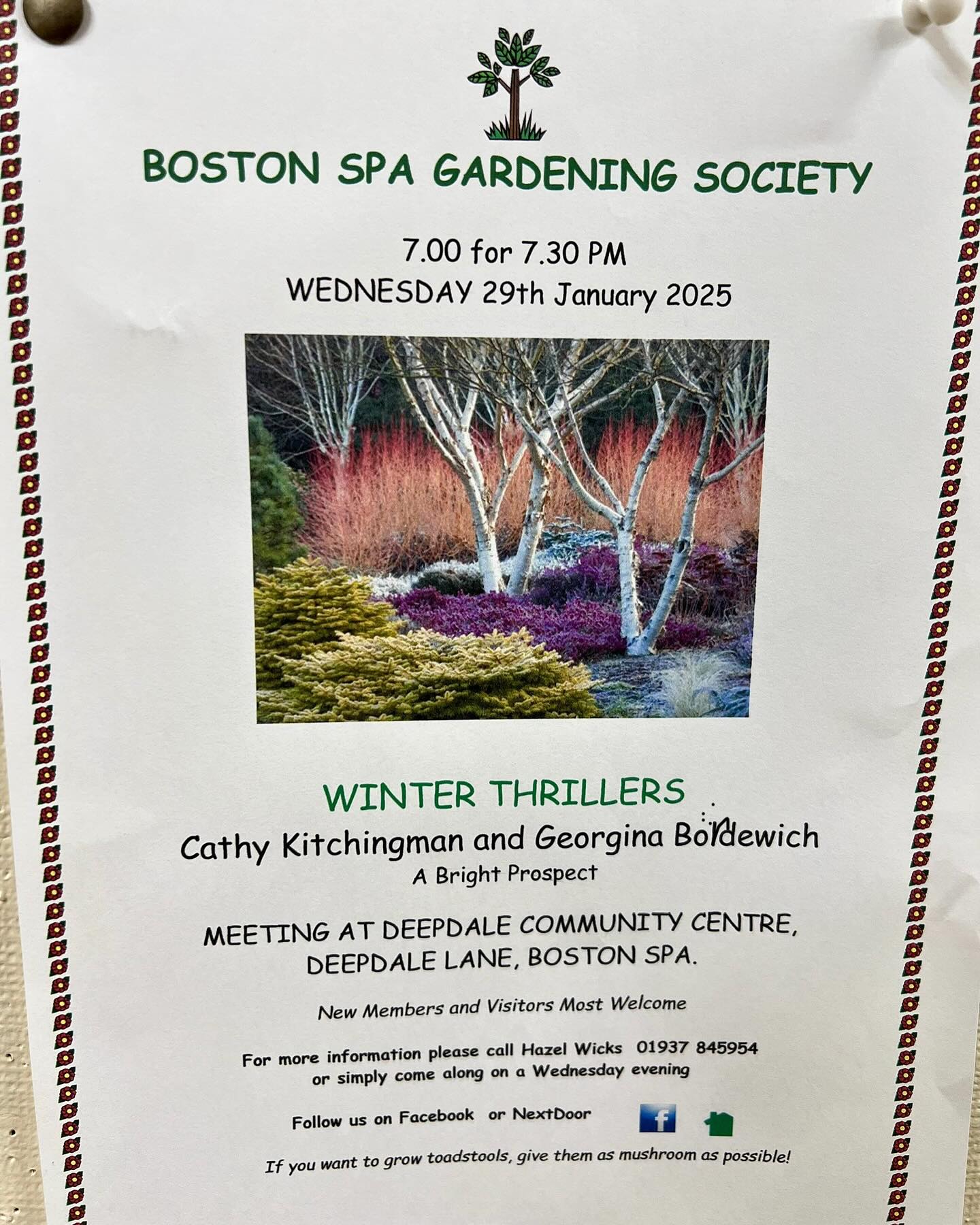 Fun evening and a warm welcome to give our talk on ‚Winter Thrillers‘ to a full house at Boston Spa Gardening Society. The beautifully scented Daphne Jaqueline Postill cutting which we handed round was a particular hit as was the Coronilla glauca Citrina. Always joy to be had outdoors at any time of the year. #winterscent #wintergarden #gardentalks #lovemygarden