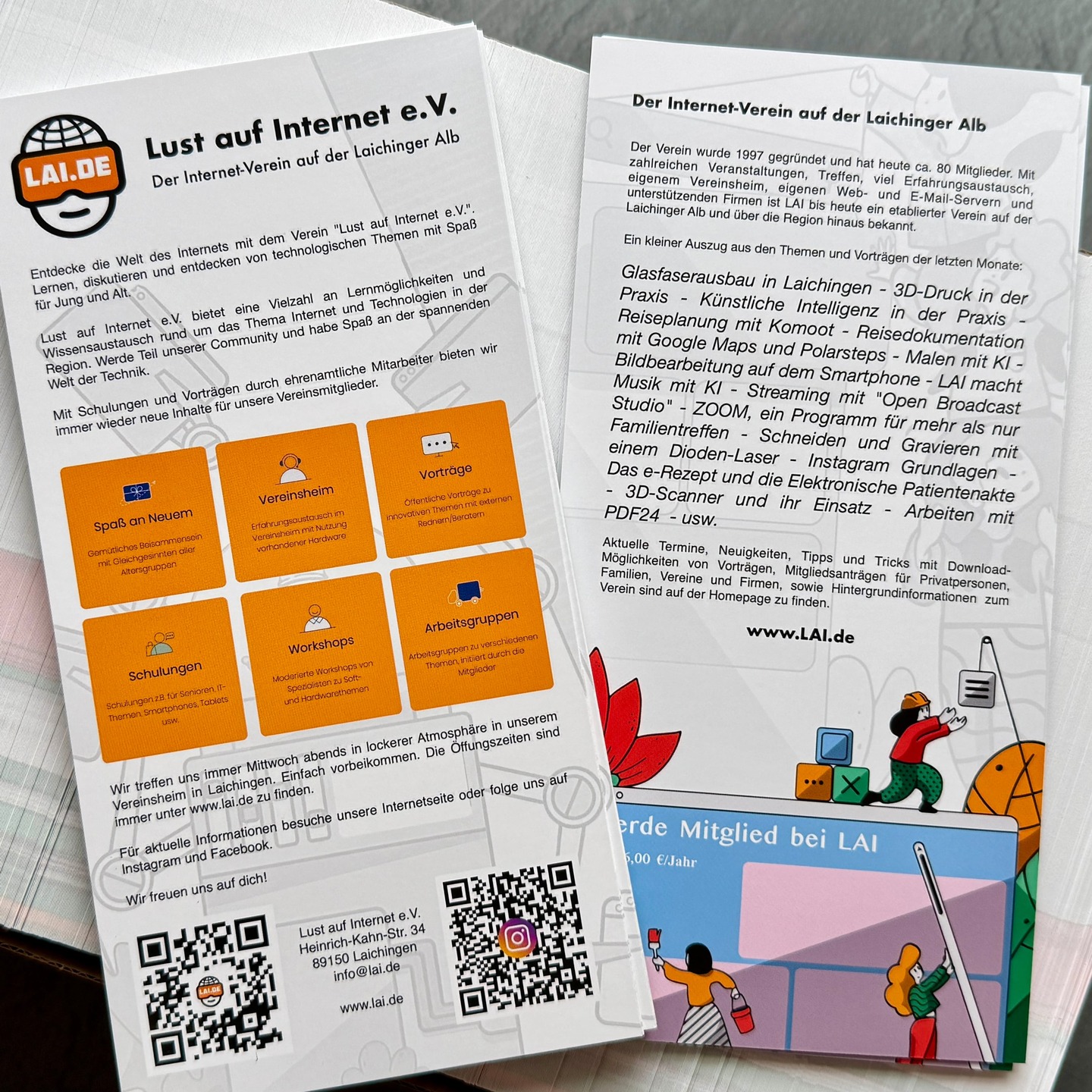 Die neuen LAI-Flyer sind angekommen und können im Vereinsheim oder bei den Vorstandsmitgliedern abgeholt werden. Somit machen wir auch etwas Werbung im "Print-Bereich" ;-) #laichingen #lustaufinternet #printwerbung #albdonaukreis #laichingeralb #meinlaichingen #ehrenamtverbindet