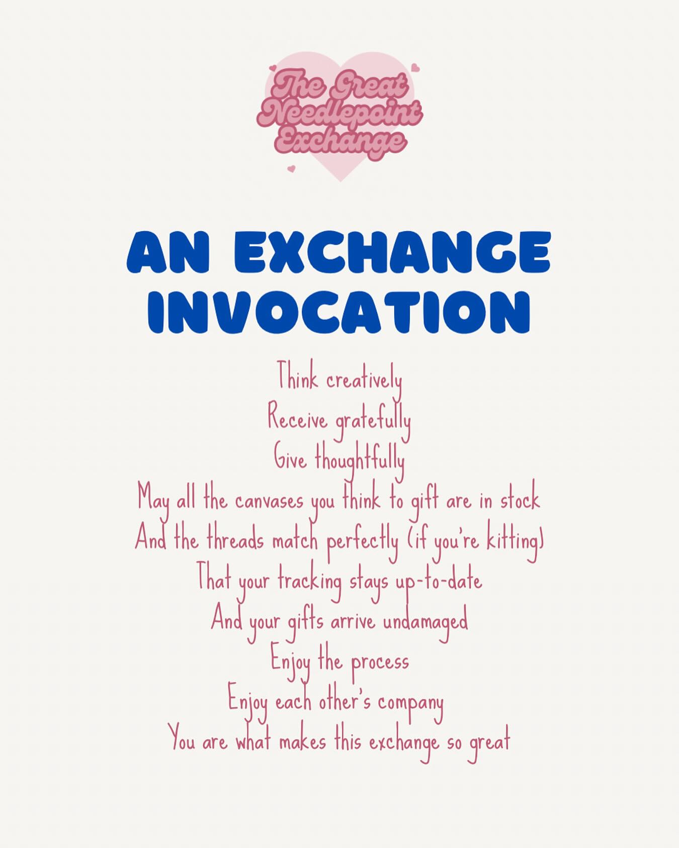 Stitchers, start your engines 😉😘
Happy Match Day and Welcome to The Great Needlepoint Exchange!