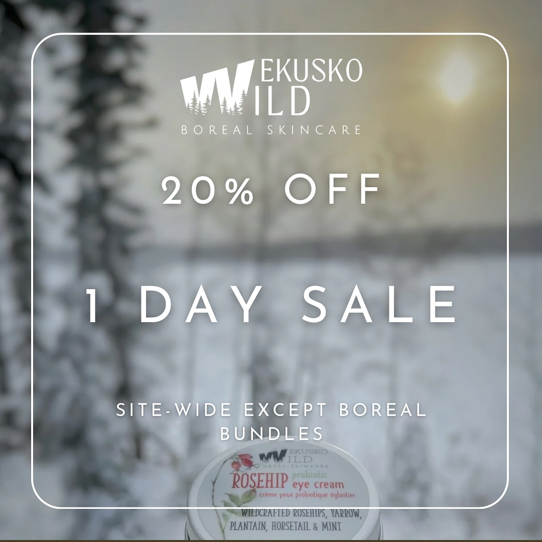 This winter has been tough for everyone - let’s have a 1 day flash sale! Starting today at noon (CST time) for 24 hours, enjoy 20% off site wide (only available for online shipped purchases, no pickup or in store sale). Have a great weekend! #flashsale #Canadianwinter #skincaresale #sale #wekuskowild #manitobamade #winterskincare