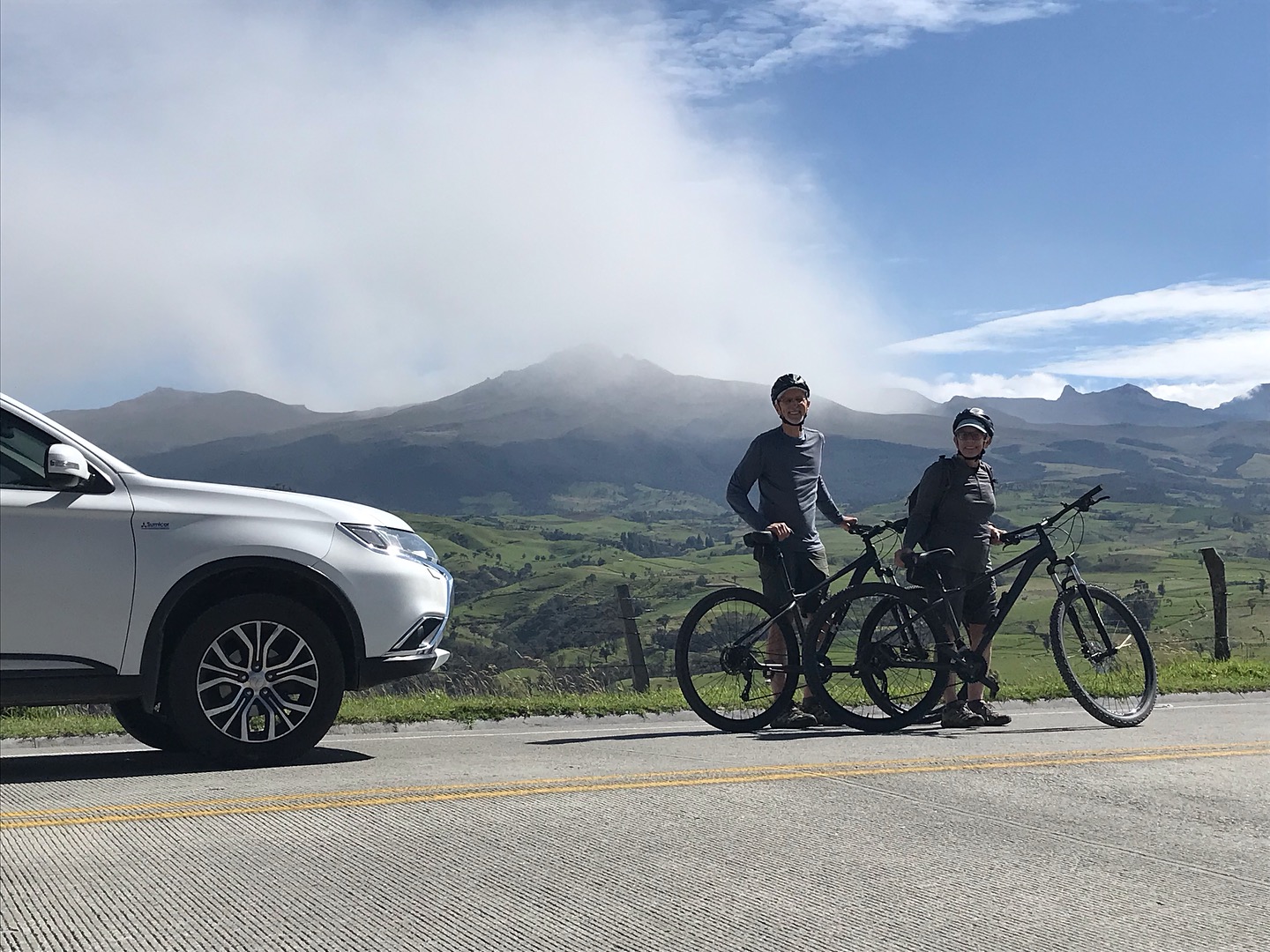 Biking down from Paletara with the Purace Volcano and it’s ash cloud clearly visible in the background!