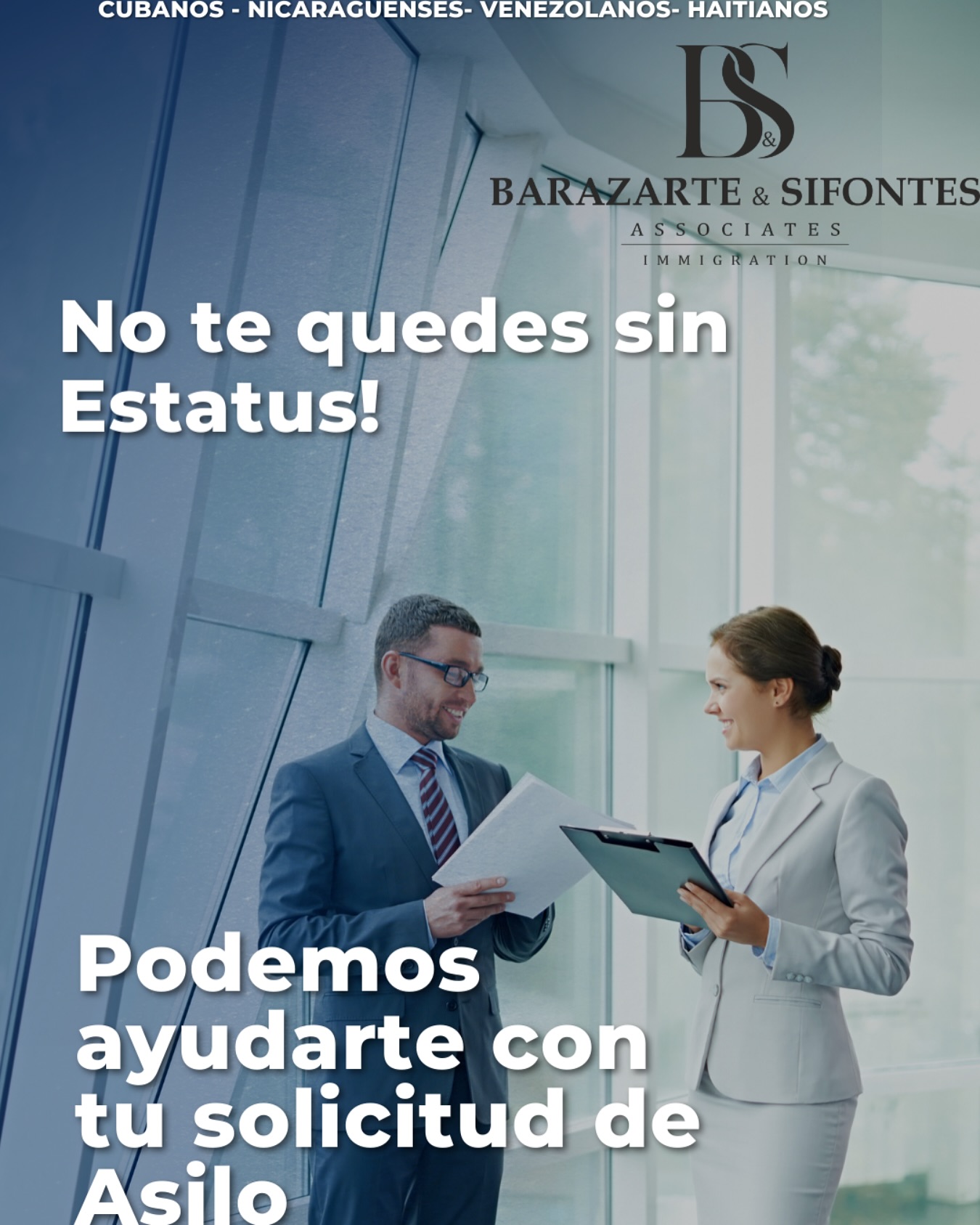 Si aún no has cumplido el año de estadía en los Estados Unidos usted tiene la posibilidad de calificar para el asilo. No te quedes sin estatus migratorio contáctanos (786) 590-8818