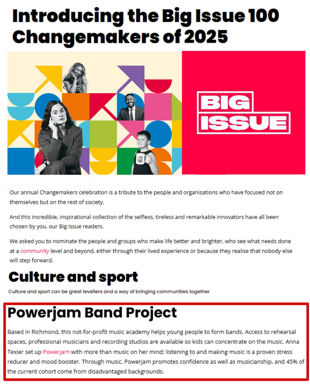 Wow!! Powerjam has just been selected as a @bigissueuk Changemaker 2025 through a public vote! We are so honoured by this recognition - thank you to all who voted for us! Link to article in bio!
#bigissue #thebigissue #twickenham #changemakers #changemakers2025 #nonprofit #rockschool #youngbands #musiceducation #musicinitiative #Richmonduponthames #powerjam #powerjambandproject #powerjambands #bluezd #kingstonuponthames