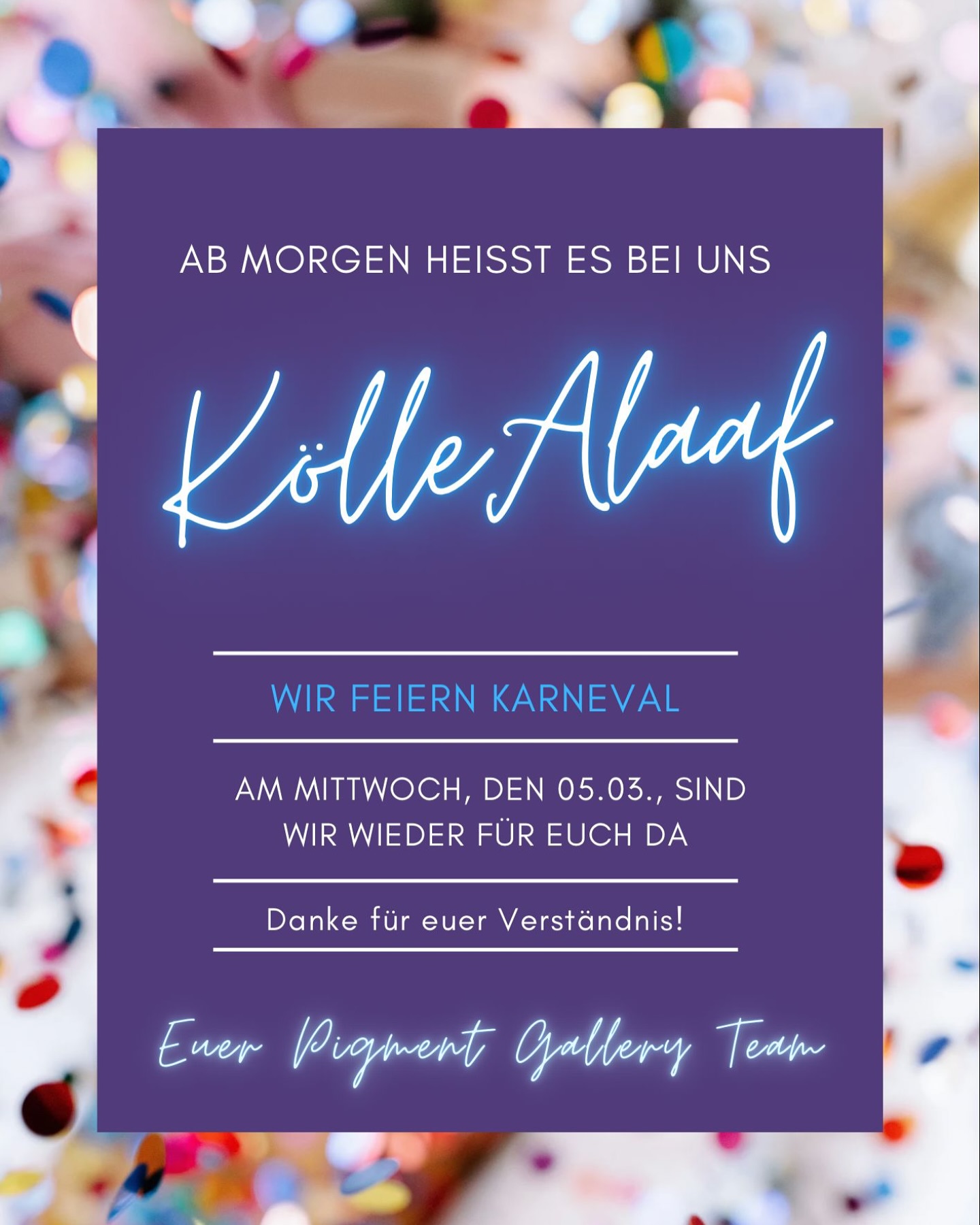 🎭 Karnevalspause – Wir sind im Jecken-Modus! 🎉🎊
Von Weiberfastnacht bis Aschermittwoch heißt es bei uns: Kölle Alaaf! 🥳✨ Unser Tattoo-Studio macht eine kleine Karnevalspause, aber ab Mittwoch, den 06.03., sind wir wieder für euch da! 💉🎨 Bis dahin: Genießt die fünfte Jahreszeit und feiert ordentlich! 🍻🎭
🎭 Carnival break – we’re in party mode! 🎉🎊
From Weiberfastnacht to Ash Wednesday, it’s Kölle Alaaf! 🥳✨ Our tattoo studio is taking a short Carnival break, but we’ll be back for you on Wednesday, March 6th! 💉🎨 Until then: Enjoy the celebrations and have a blast! 🍻🎭
#KölleAlaaf #TattooStudio #Karneval2024 #JeckeZick #TattooGermany #Weiberfastnacht #TattooLife #TattooPause #CarnivalVibes #TätowierenNachKarneval #FeiernMitStil