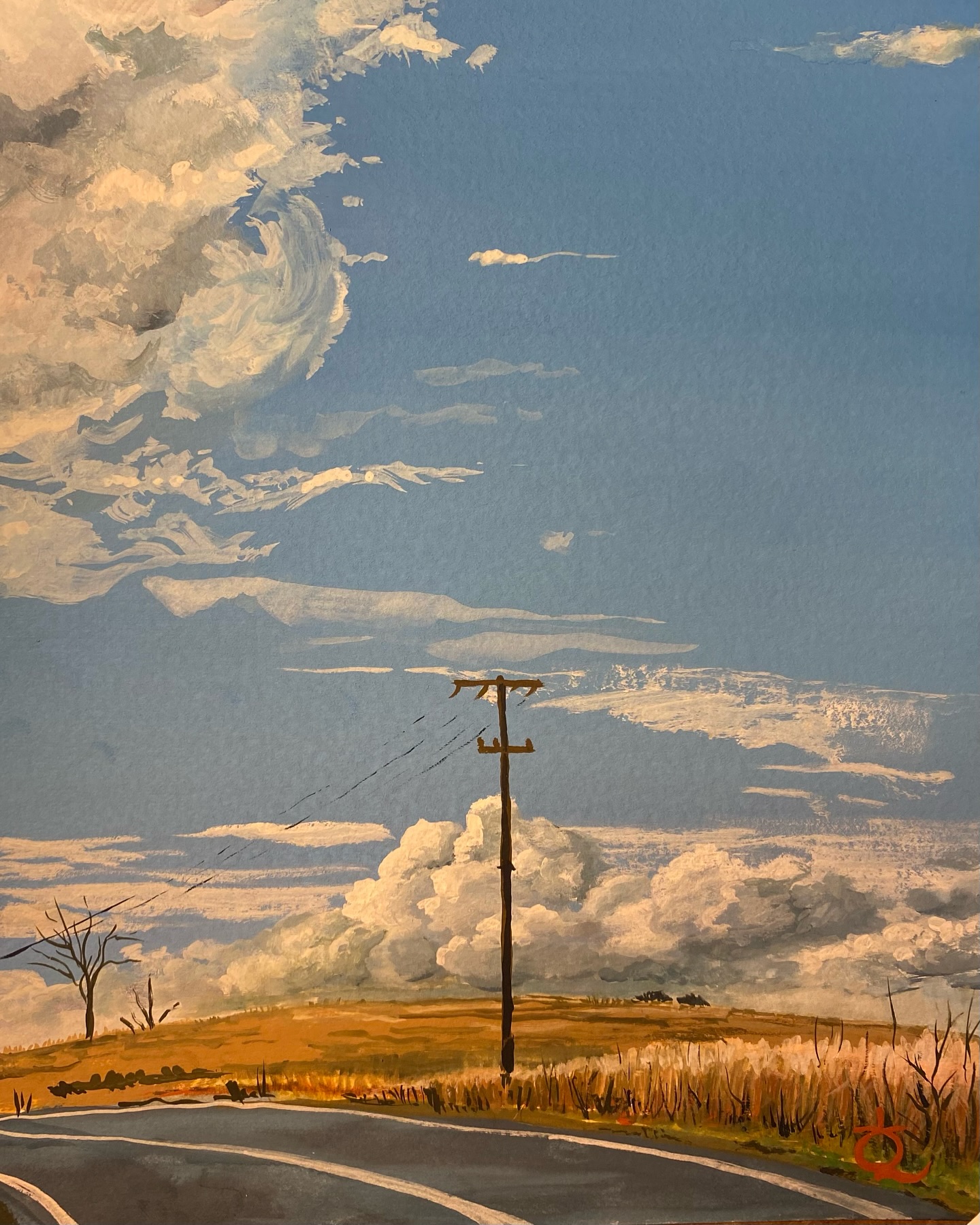 ‘Empty’
Gouache
The rolling grasslands of the Somerset region … you can feel like you’re flying through vast skies and towering thunderheads.
#australianartist
#landscapeartist #australianlandscape
#southeastqueensland #seq #archive #outsiderartist #empty #gouache #somerset #somersetqld #clouds #grasslands #road #brisbanevalley
