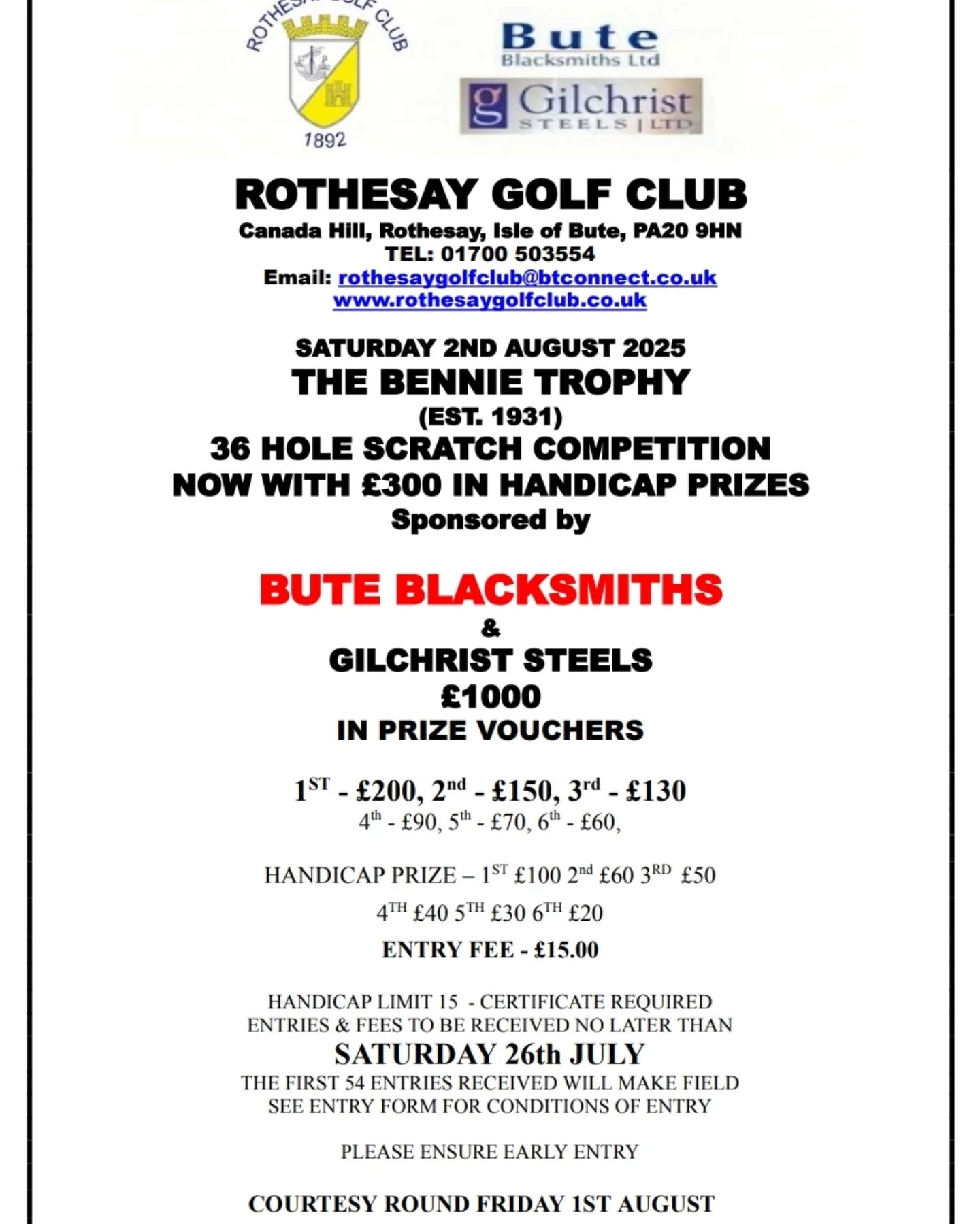 ******THE BENNIE TROPHY 2025******* CHECK WEBSITE FOR ENTRY FORM #golf #scottishgolf #mensgolf #openchampionship