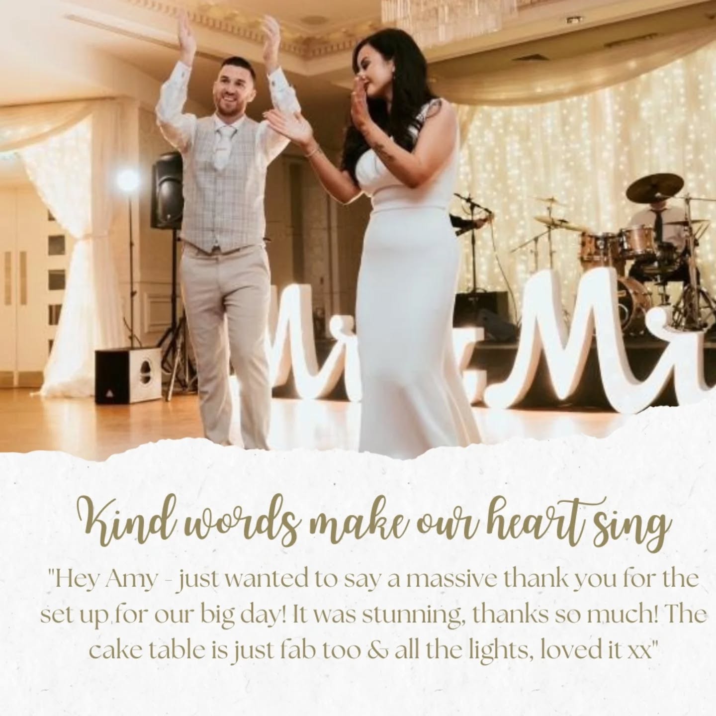 A lovely little message...
Makes me so happy to see images from your wedding day 🤍 Here's one of our gorgeous couples from last year, dancing the night away, with 1000's of fairylights setting the perfect scene for their first dance.