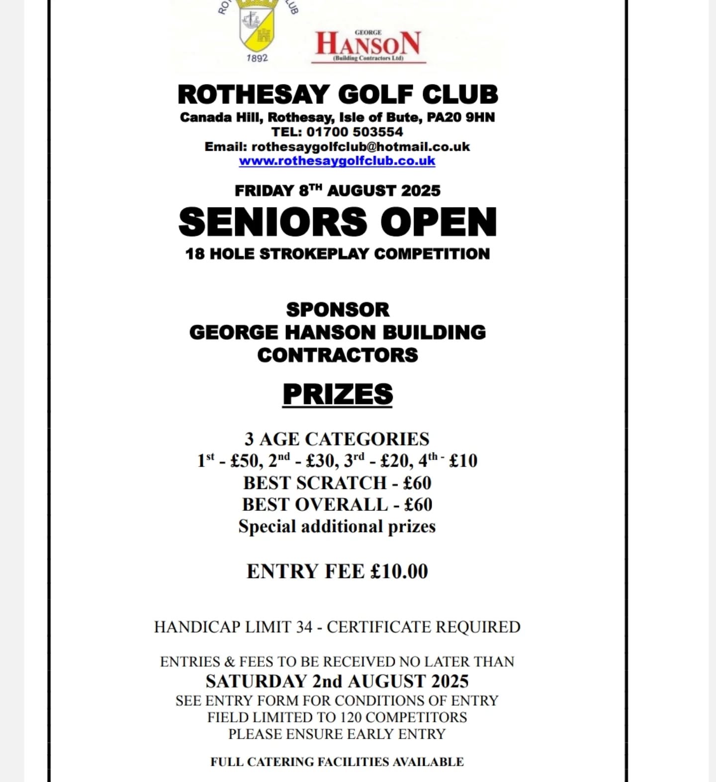 ********* SENIORS OPEN 2025 *********** CHECK WEBSITE FOR ENTRY FORM #golf #scottishgolf #seniorsgolf #openchampionship