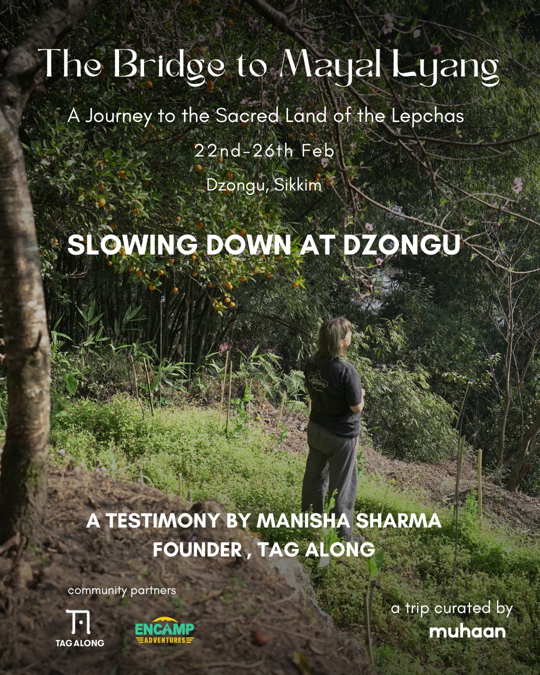 Slowing Down in Dzongu – A Testimony by Manisha Sharma
Manisha Sharma, Founder of Tag Along, shares her heartfelt experience of The Bridge to Mayal Lyang—a journey of slowing down, reconnecting, and finding home in the heart of Dzongu.
From bonding over music and laughter to walking hand in hand with a little soul who awakened her inner child, every moment was a gentle reminder of the beauty in simplicity. The warmth of Lepcha hospitality, the healing embrace of nature, and the deep-rooted stories of the land made this journey more than just travel—it was a passage into stillness, connection, and self-discovery.
If you’re seeking a journey that moves beyond places and into the essence of being, The Bridge to Mayal Lyang awaits.
Dates: 22nd - 26th February
Limited slots available! Register now from the links in the bio.
#TheBridgeToMayalLyang #SlowTravel #Reconnect #Dzongu #LepchaHeartland #TravelWithMuhaan