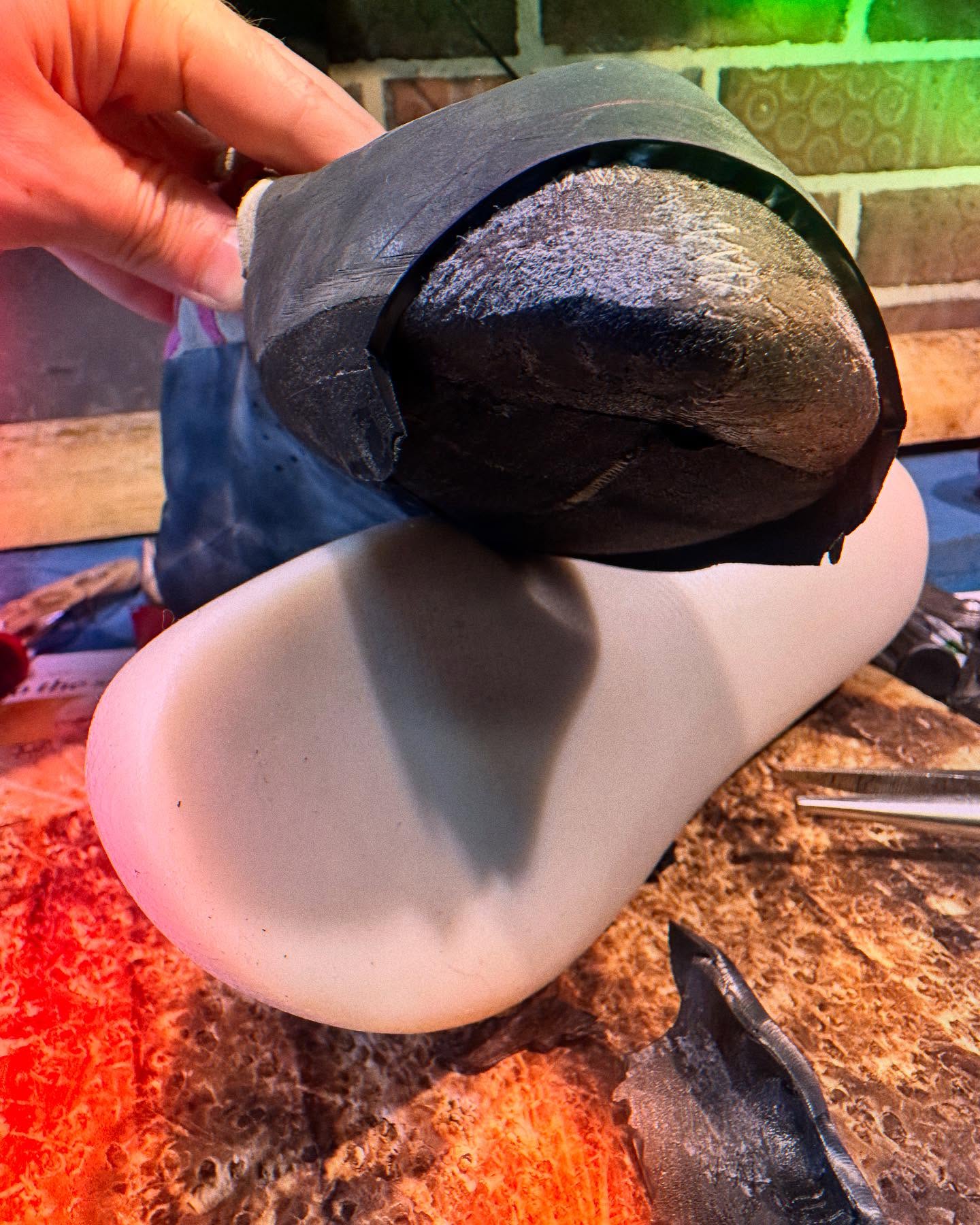 Work in progress…this pair of Butora Acro’s is having a full split sole replacement and a rand repair #climbingresolesaustralia #reducereuserecycle #rockclimbing