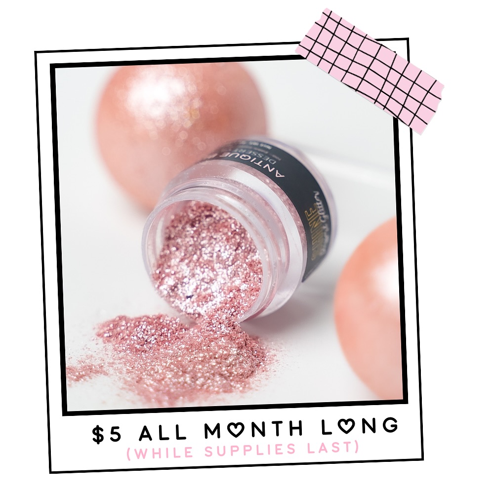 “Antique Blush” is our Shade of the Month for February, and it’s a steal at just $5! Elevate your creations with this stunning glitter all month long, while supplies last. Don’t miss out! Shop now at www.shinedessertglitter.com 💖
#EdibleGlitter #Glitter #ShineDessertGlitter #Drinks #Dessert #Treats #Cocktails #Mocktails #ValentinesDay