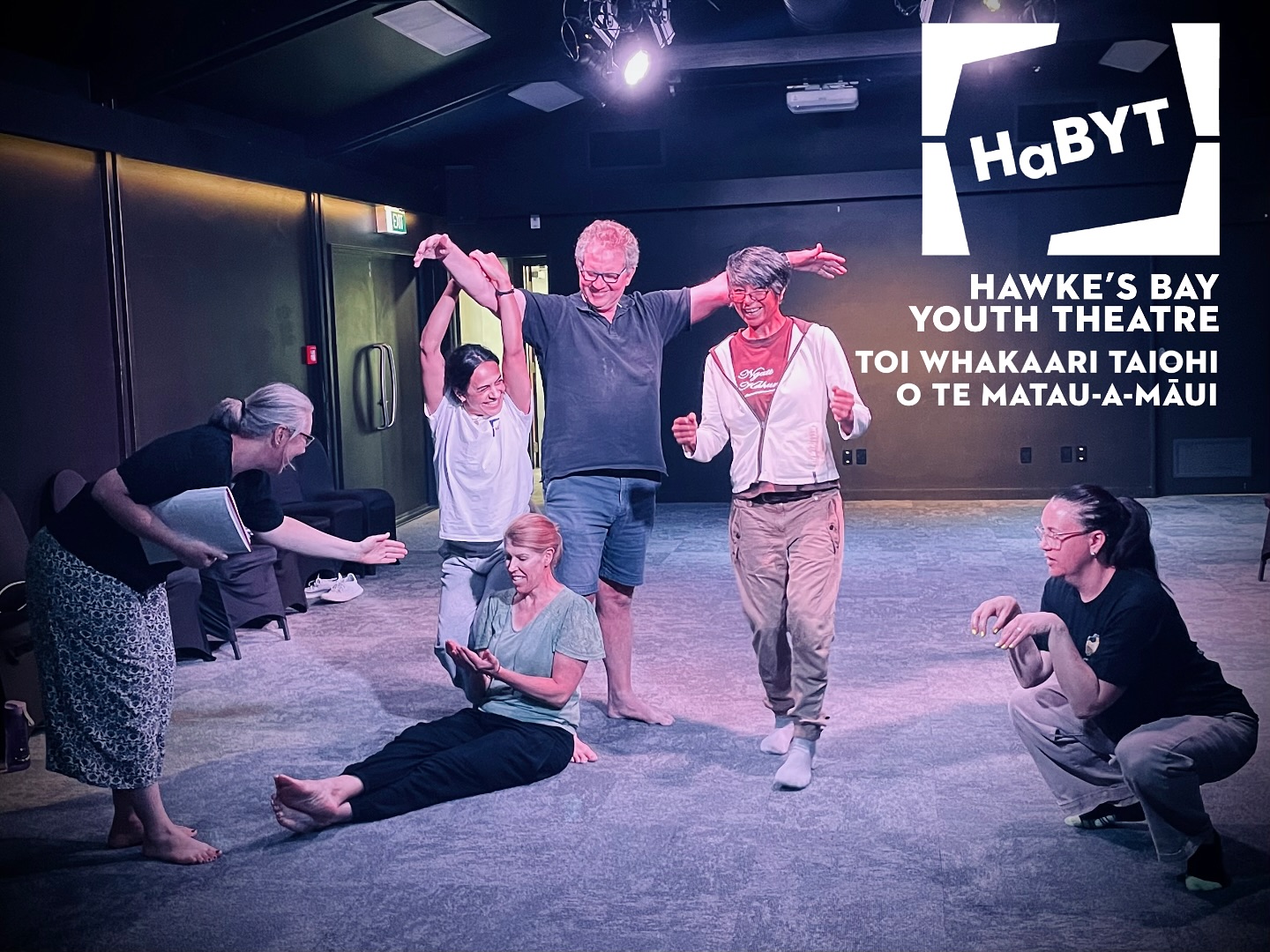 Our wonderful team of tutors for 2025 have been busy preparing and sharing resources and developing their many skills in readiness for commencement of general classes in the second week of term.
Our staff development day gave tutors the opportunity to learn and play. Pictured from left to right:
Associates tutor Jade Hanham.
Artistic Director and Senior Company tutor Jandyra Maciel.
Administrator and Troupe tutor Kylie Vanston.
Former Artistic Director and Senior Company co-tutor for the first weeks of term 1, Peter Cottrell.
Tikanga Advisor, Creative Collaborator and Te Ao Māori tutor, Tania Robin.
Players and Ensemble tutor, Michelle Ferguson.