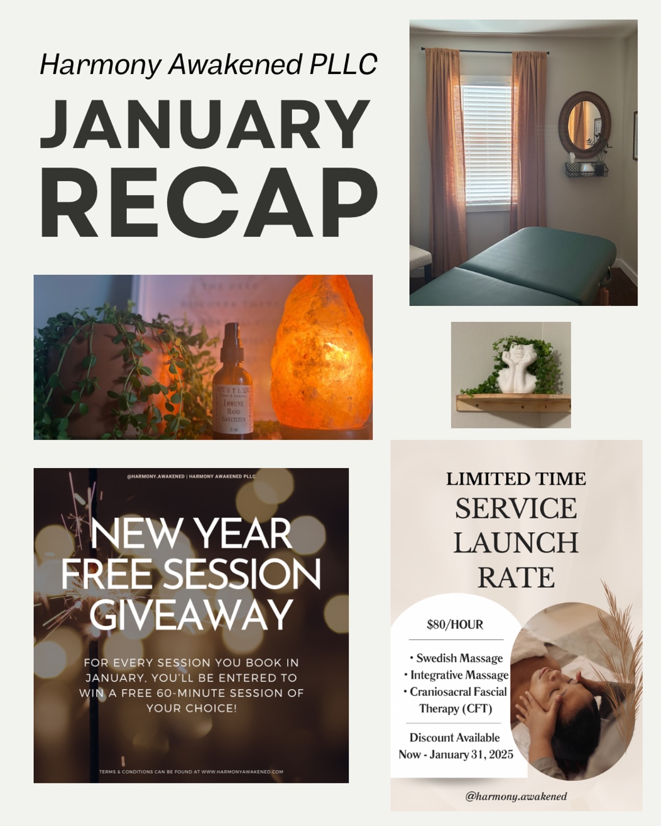 I can’t believe we are already almost done with the first month of 2025!! A little over a year ago, Harmony Awakened was just a hopeful idea that I had for our area. Now, we are wrapping up and it has been such a blessing!
We have less than THREE days left of January! Which means less than three days left to book an $80/hour session with me at 20% off and a chance to win a free 60 minute service of your choice‼️(You can book into the future with this pricing)
100% of the services I provided this month involved CFT! I’ve had the honor of working with amazing clients who have shared how much these sessions have helped them before the session was even over — here’s what a few of them had to say.
✨ “I highly recommend booking an appointment… I can’t even begin to explain how much better I feel. It’s just something you have to experience for yourself.”
✨ “It brought me so much peace and relief.”
✨ A few clients described feeling like they were floating during their session from how deeply relaxed they felt.
Seeing people find peace and physical relief that they haven’t experienced in YEARS — that is why I love what I do! 🥰
My next goal is to learn more about the needs of families in our communities and how to better support them. Fostering, perinatal care, learning disabilities, substance recovery, trauma recovery.. Every one of these groups NEED more and genuine support.
I’m excited to share that I’ll be connecting and collaborating with doulas, a reading specialist, and a bioresonance clinic to expand and refine the ways I can provide more support.
If you have experience in any of these areas of our communities and want to share what has helped you or others, I’d love to hear from you — send me a message!
Here’s to the next month, February!!! 🤍