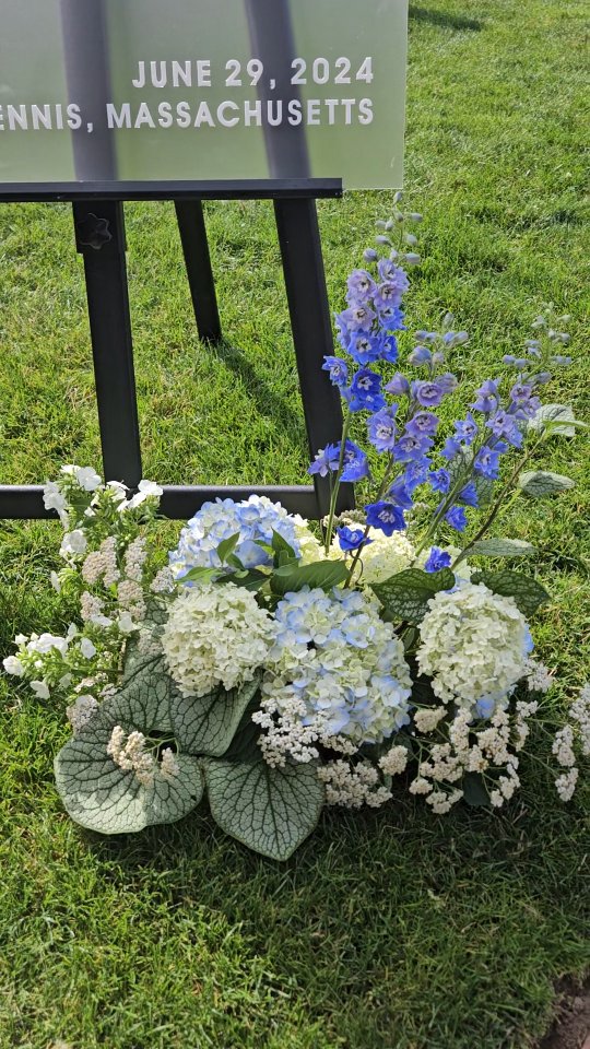 Our favorite details from this design:
✨️We included lots of homegrown touches - Yarrow, Bachelor Button, Oakleaf Hydrangeas, Annabelle Hydrangeas, + Greens
✨️We incorporated dark blue Delphinium. Most of the time, clients ask for light blue, but we always recommend adding in some of the darker shades because they provide contrast and look great in pictures. Check out the Tweedia Delphinium combo in that bridal bouquet close up to see what we mean.
.
Vendors:
Planner: @capecodcelebrations @laurelhartman
Venue + Catering: @the_dennisinn
DJ: @capetunes
Makeup: @laceystrongmakeup
Hair: @jsr.weddinghairstylist
Photos/Video: @merrisacarolinephotography
Transportation: @capedestinations
Tent: @undercovertent
Cake: @whitelionbaking