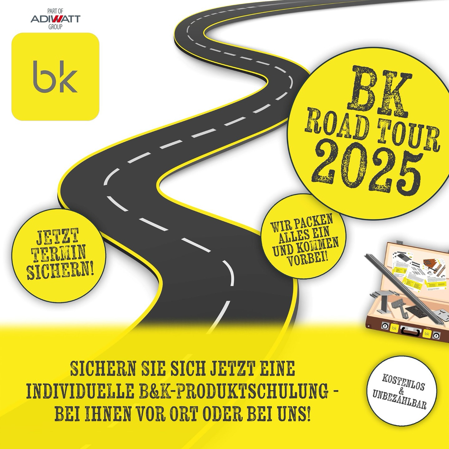 BK ROAD TOUR
+++ individuelle B&K-Produktschulung +++ kostenlos & unbezahlbar +++ jetzt Termin sichern +++
Wir bei B&K möchten, dass Sie unsere vielfältigen PV-Montagesysteme nicht nur „einfach so“ kennenlernen. Wir wünschen uns, dass Sie ein „Feeling“ für unsere Welt der Montagesysteme bekommen.
Und deshalb haben wir in diesem Jahr die „BK ROAD TOUR“ ins Leben gerufen, um Ihnen die Möglichkeit zu bieten, sich eine kostenlose und unbezahlbare B&K-Produktschulung zu sichern – entweder bei Ihnen oder bei uns im Hause!
Interessieren Sie sich für die gesamte Palette an B&K-Produkten oder nur für einen Auszug davon? Wie viele Personen aus Ihrem Team möchten gerne teilnehmen? Und ganz wichtig: Wann passt es Ihnen am besten?
Schreiben Sie uns einfach eine kurze Nachricht oder rufen Sie uns direkt an, damit wir gemeinsam eine kostenlose Produktschulung bei Ihnen oder bei uns organisieren können.
Wir freuen uns schon darauf, Ihnen in einer angenehmen Atmosphäre unsere Montagesysteme näher zu bringen!
#photovoltaik #photovoltaic #solar #handwerk #elektriker #elektroinstallation #elektrotechnik #bauherren #erneuerbareenergie #solarenergie #sonnenenergie #energie #energy #pv #strom #solarenergy #pvanlage #photovoltaikanlage #pvmodule #solarpower #solaranlage #solarpanels #solarsystem #solarmodule #renewableenergy #pvmontagesystem #solarmountingsystem #bksolarezukunft #bksolarsystem
