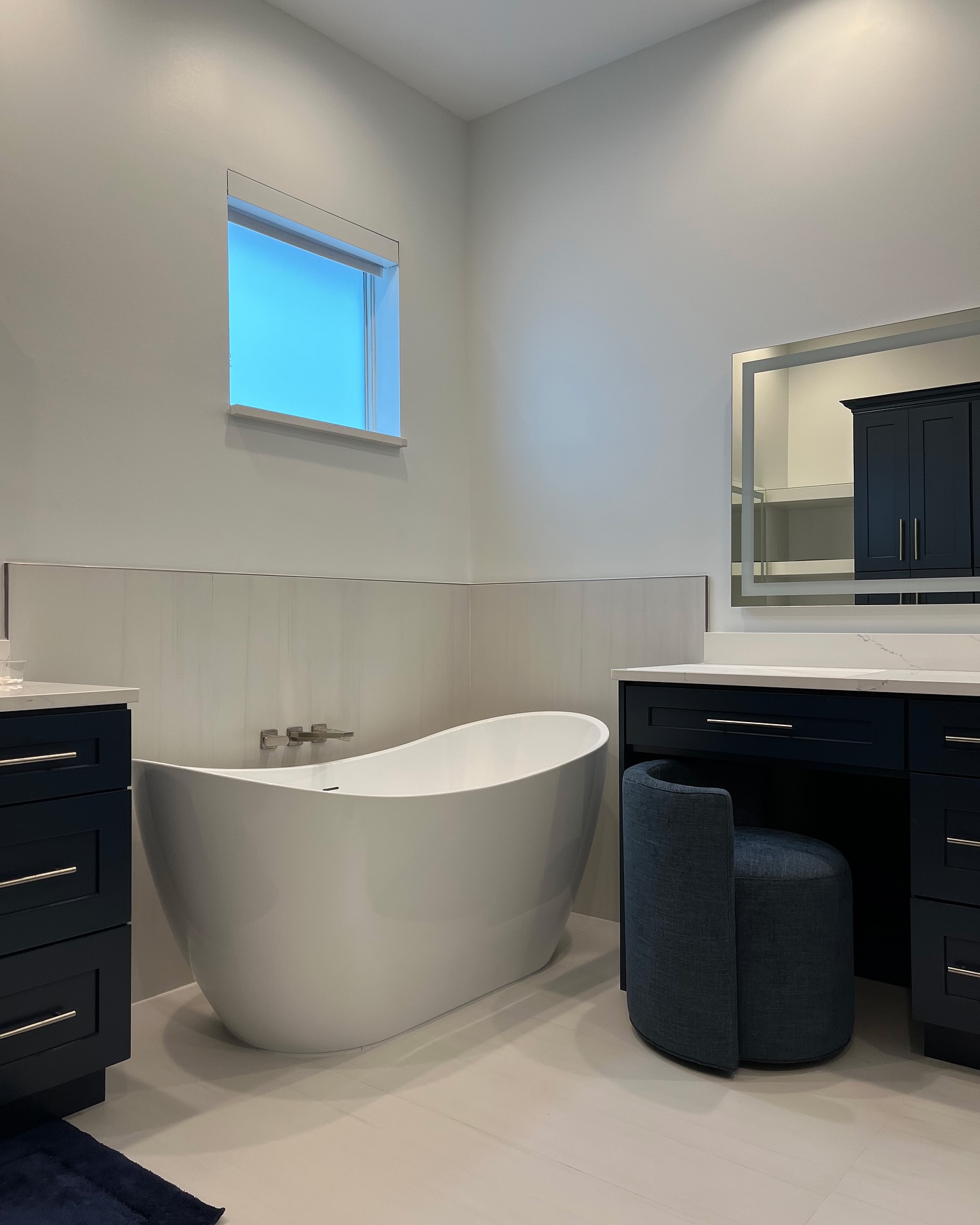 Thanks @kpg_consulting for bringing this vision to life💙 This gut remodel turned out perfectly and is much more functional for my wonderful clients ✨ Btw I feel like I can use this song for all of my posts 🤗 Swipe for the before! #davidbowieforever #bluebathroom #bathroomremodel #bathrominspiration #allblueallday