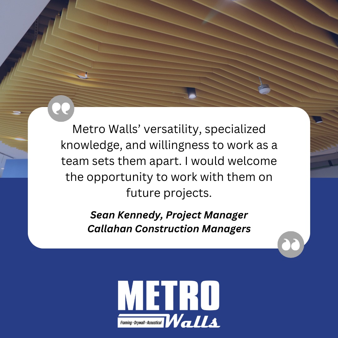 From drywall and framing to specialized acoustical services, Metro Walls consistently delivers top-notch craftsmanship on every job.
As we participate in different projects across the Northeast, we're proud to strengthen our client partnerships and contribute to building exceptional spaces. Here's to many more successful collaborations and helping bring the highest-quality builds to life in the region! #metrowalls #newenglandconstruction