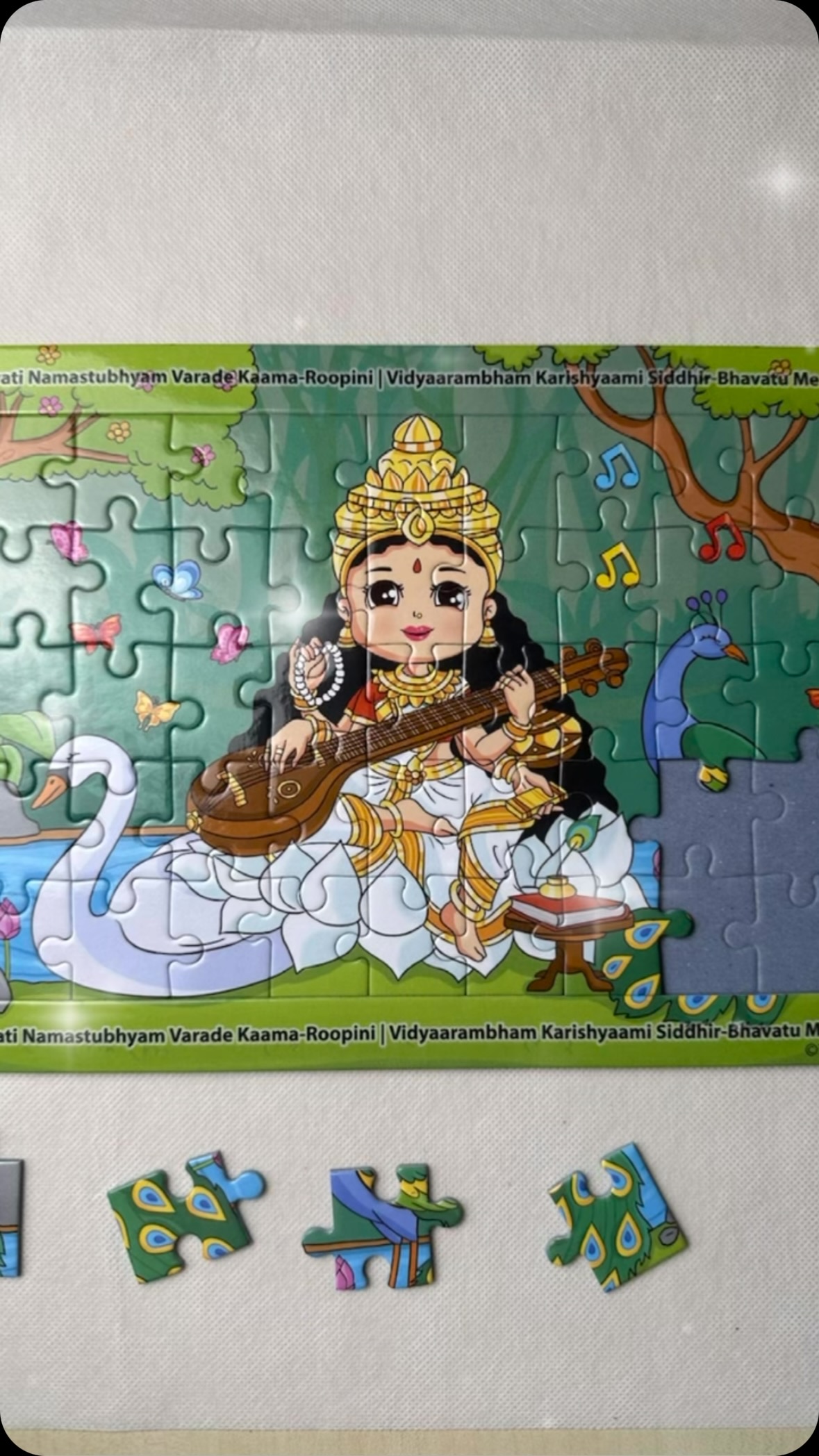 Vasant Panchami is coming up on Sunday 2nd Feb, the day is dedicated to Goddess Saraswati the embodiment of knowledge, music, arts and science. Our beautiful puzzle is the perfect way to to celebrate this special day of creativity 📚 💕 🦢 🎶 #vasantpanchami #saraswatipuja #goddesssaraswati #festivevibes #hindukidsactivity #vasantpanchami2025