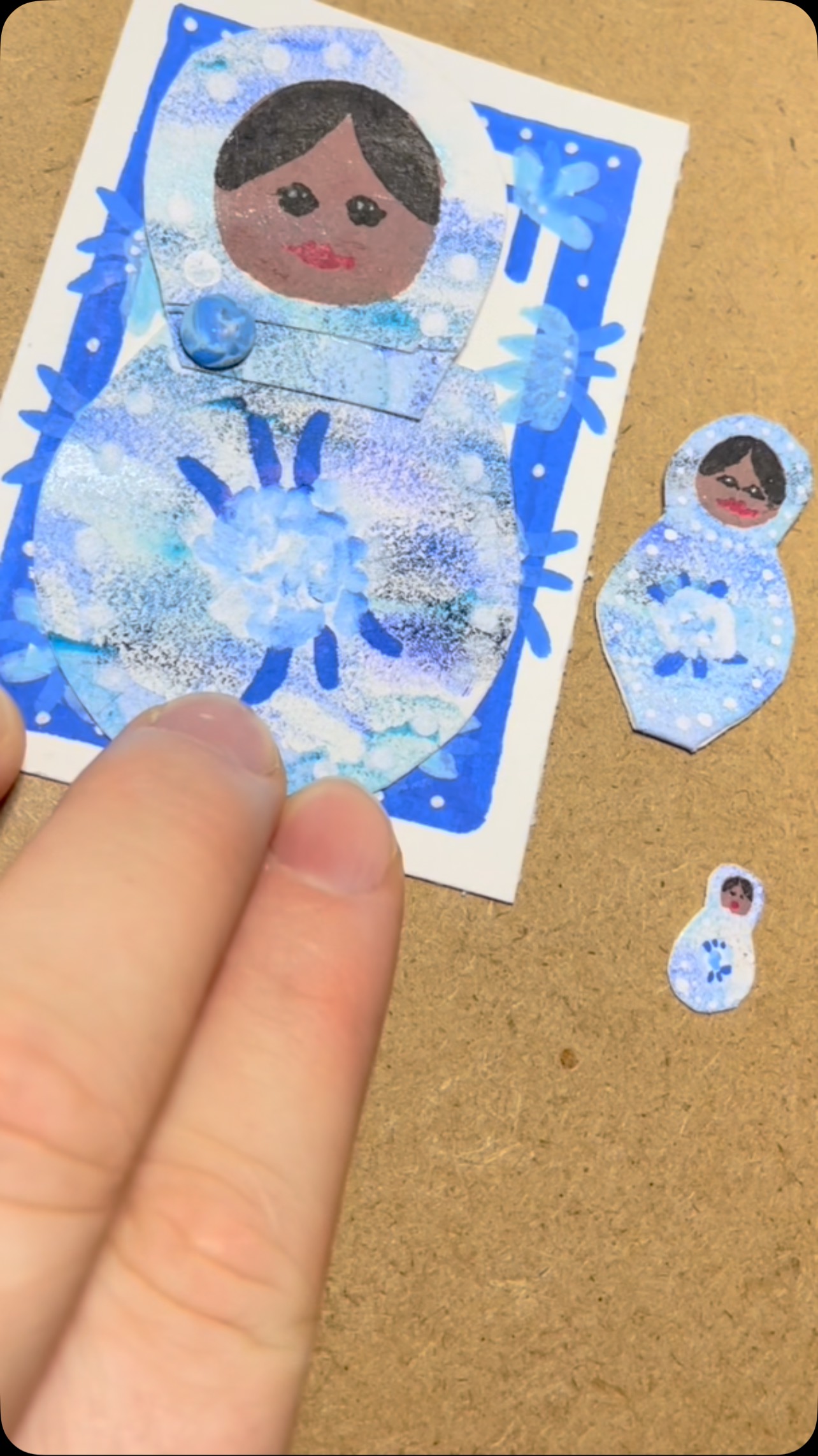 Matryoshka dolls 🪆 🪆🪆 #artisttradingcards #matryoshkadoll #acrylicpaintmarkers #recycledart #recycledmaterials