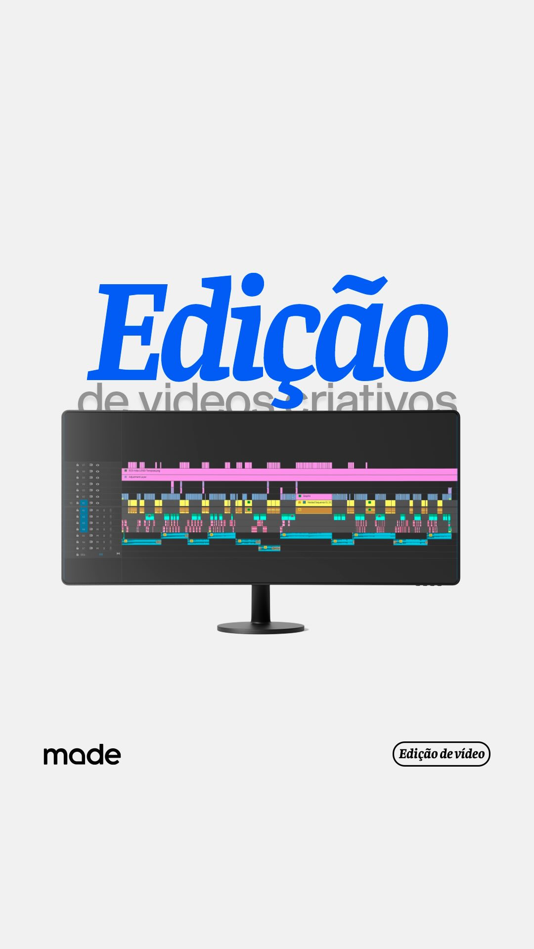 A mágica acontece nos bastidores.
Cada corte, transição e ajuste é feito com um objetivo claro: trazer a ideia para a realidade, criar impacto e contar histórias que ficam na memória.
Na Made, a edição é mais do que técnica — é arte em movimento. Combinamos criatividade e estratégia para transformar vídeos em experiências.
Do início ao fim, cuidamos de cada detalhe para que o resultado fale mais alto que as palavras.
Criatividade é o que nos move. E cada frame é uma oportunidade de surpreender.