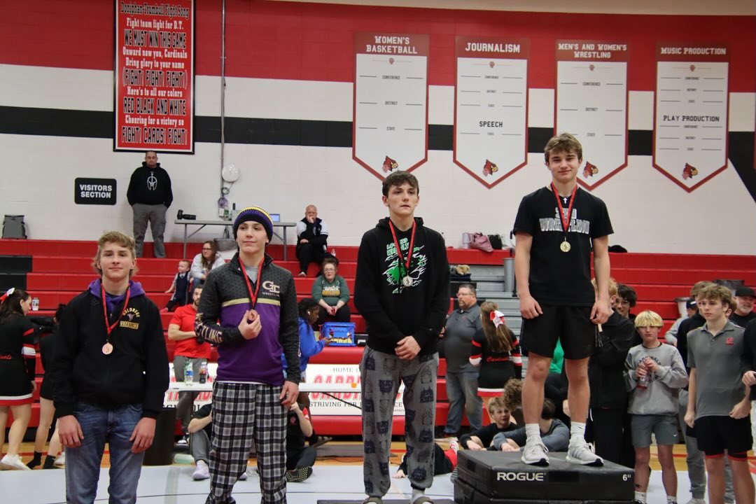 Results from Girls Southwest Conference:
110lbs Kinley Davenport - 2nd
Results from Doniphan Trumbull Invite:
120lbs Cael Schmidt - 4th
132lbs Clayt Peterson - 4th
138lbs JJ Bell - 4th
150lbs Rylan Landin - 1st
165lbs Grady Ganser - 3rd
175lbs Andrew Smith - 1st
190lbs Chase Bailey - 1st
285lbs Chance Bailey - 4th
2nd as a team with 138.0 points!
A great day to be a Duster!!!