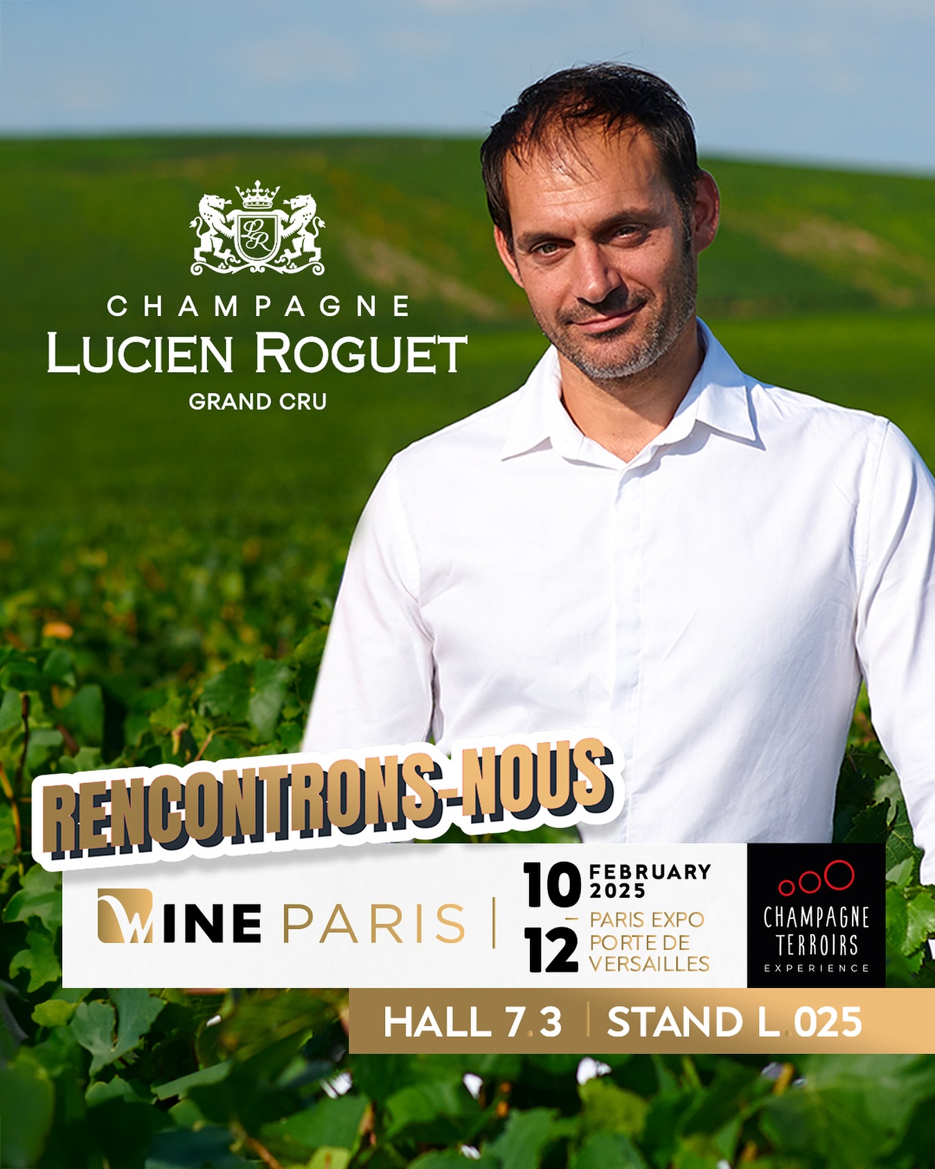 🇫🇷🥂✨🍇 Pour la quatrième année consécutive, notre maison participera au salon Wine Paris ! Venez découvrir ou redécouvrir notre collection de Champagnes Grand Cru, où tradition et passion s’entrelacent. 🌟✨
📍 Retrouvez-nous du 10 au 12 février de 9h à 19h sur notre stand L025 dans l’espace « Champagne Terroir » Hall 7.3 pour partager ensemble quelques bulles ! 🍾
🇬🇧🥂✨🍇 For the fourth consecutive year, our house will be attending Wine Paris! Come and (re)discover our collection of Grand Cru Champagnes, where tradition and passion come together. 🌟✨
📍 Join us from February 10 to 12, from 9 AM to 7 PM, at our stand L025 in the « Champagne Terroir » Hall 7.3, and let’s share some bubbles together! 🍾
#LucienRoguet #ChampagneLucienRoguet #VigneronIndependantDeChampagne #VigneronIndependant #MaillyChampagne #WineParis2025 #Event #WineEvent #Champagne #SavoirFaireChampenois