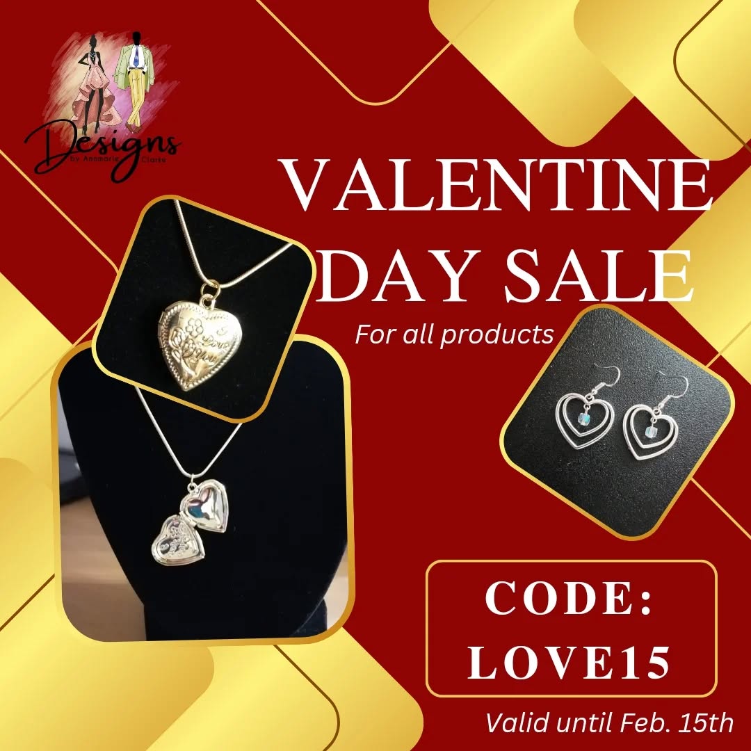 15% off the entire site until February 15th with the code "Love15"
www.designsbyannmarieclarke.com
#valentinedayspecial #shopsmallbusiness #shopblackowned