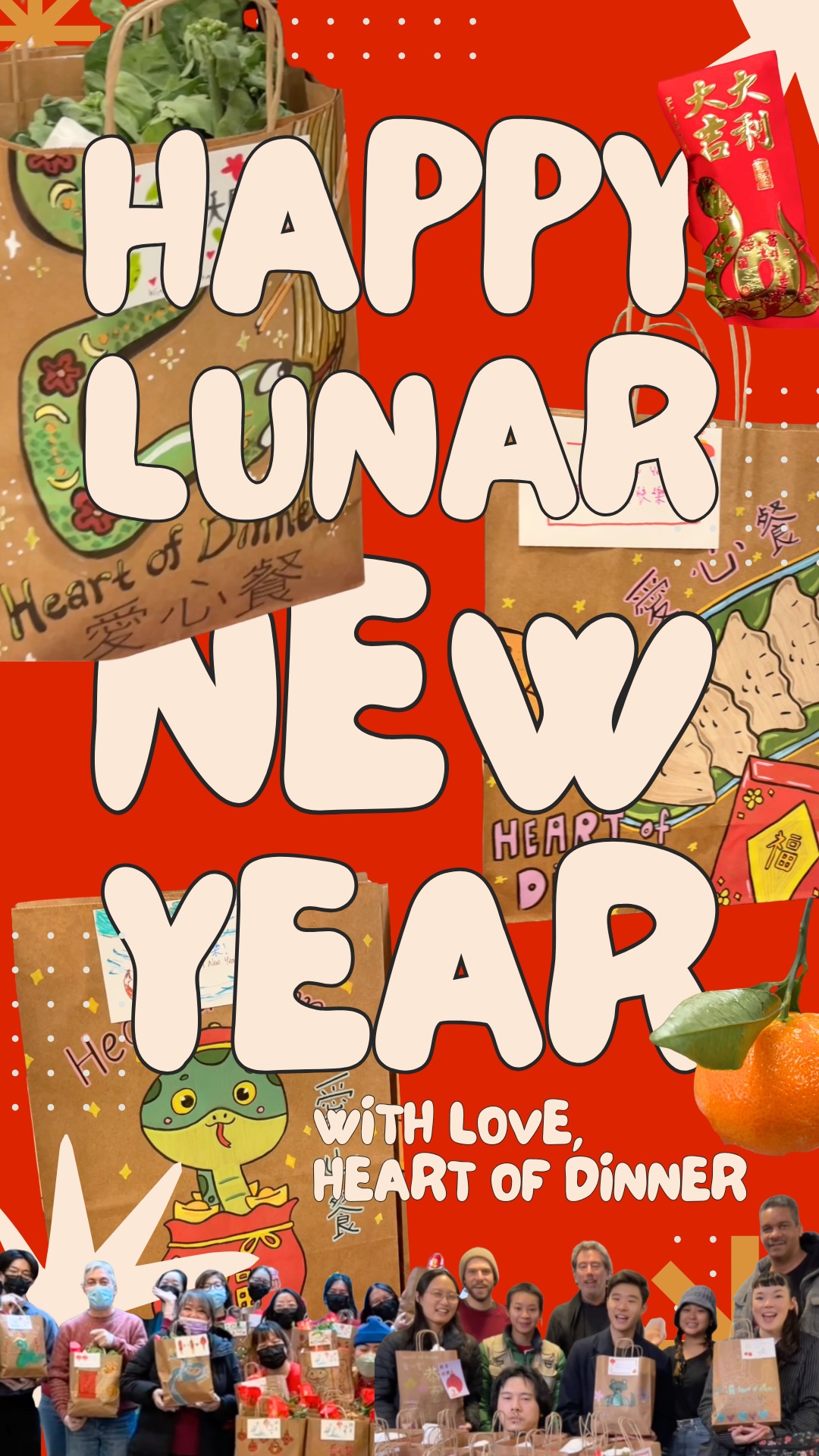 This past week’s operations was pure magic - for the first time since Heart of Dinner was founded, our Wednesday operations fell right on the first day of Lunar New Year!! 🎊🎊🎊 Our beloved Elders, who’ve witnessed decades of change and carry countless stories of resilience, received pieces of home, tradition, and endless love delivered right to their doorsteps.❤️
Heart of Dinner bags lovingly decorated with Year of the Snake motifs, filled with symbolic foods celebrating abundance, red envelopes tucked with golden treats, and paired with handwritten notes of warm and joyful Lunar New Year wishes. 🧧Every detail lovingly chosen to bring the festive spirit home, especially meaningful and comforting for the Elders who spend this traditional holiday in solitude.
Our incredible team of staff and volunteers showed up with such renewed and recharged energy, bringing the warmth of family visits that make Lunar New Year so special. In a holiday centered around reunions and shared moments, each doorstep became a place where tradition met joy, where we poured extra care, creativity, and H-E-A-R-T into surrounding our Elders with togetherness.
Each Wednesday, through every season, we home-deliver love, joyous human connection, and the reminder that our Elders are treasured members of our community. In many cultures, the Snake symbolizes wisdom, transformation, and the ability to shed what no longer serves us while moving forward with grace. This Year of the Snake reminds us to stay grounded in what matters most - caring for one another with unwavering dedication. 🐍🏮
To everyone who makes this work possible – our devoted volunteers, generous donors, tireless team, and steadfast partners – thank you for helping us create a world where every Elder feels deeply seen and wholly loved. May we continue nurturing the bonds that keep our community strong and resilient. 💛
————-
📸 Videos & photos captured by @anna.slee @jennifer.trn_ @jessileemusic @patti.look @zlau
🎥✂️ Reel edited by @mickyshiloah
🗣️ Language subtitle translation by @zlau