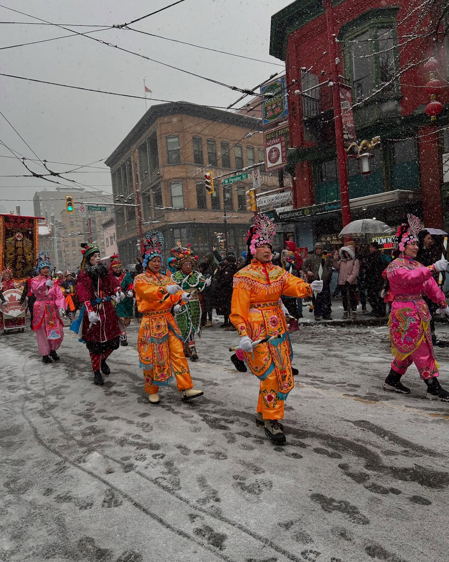 Today was a really magical day. I am so grateful to be in a cross cultural relationship, to get to marry into a culture that is different from mine, but one that is so incredibly vibrant and full of stories. And I’m so excited to get married at the @vancouverchinesegarden and for its zig zag paths to continue to be part of our own story. I was emotional watching the lion bless local businesses, today was a day where I was awed by the resiliency and interconnectedness of Chinatown. As someone who holds a torch for her own culture, thank you for letting me hold a little bit of your torch too @wok.of.ages #lunarnewyear #chinesenewyear #chinatownyvr #vancouverchinesegarden P.S. And yes, even this California girl loved the snow today. It added a mystical and surreal feel to the day.✨❄️🐍🧧🌙