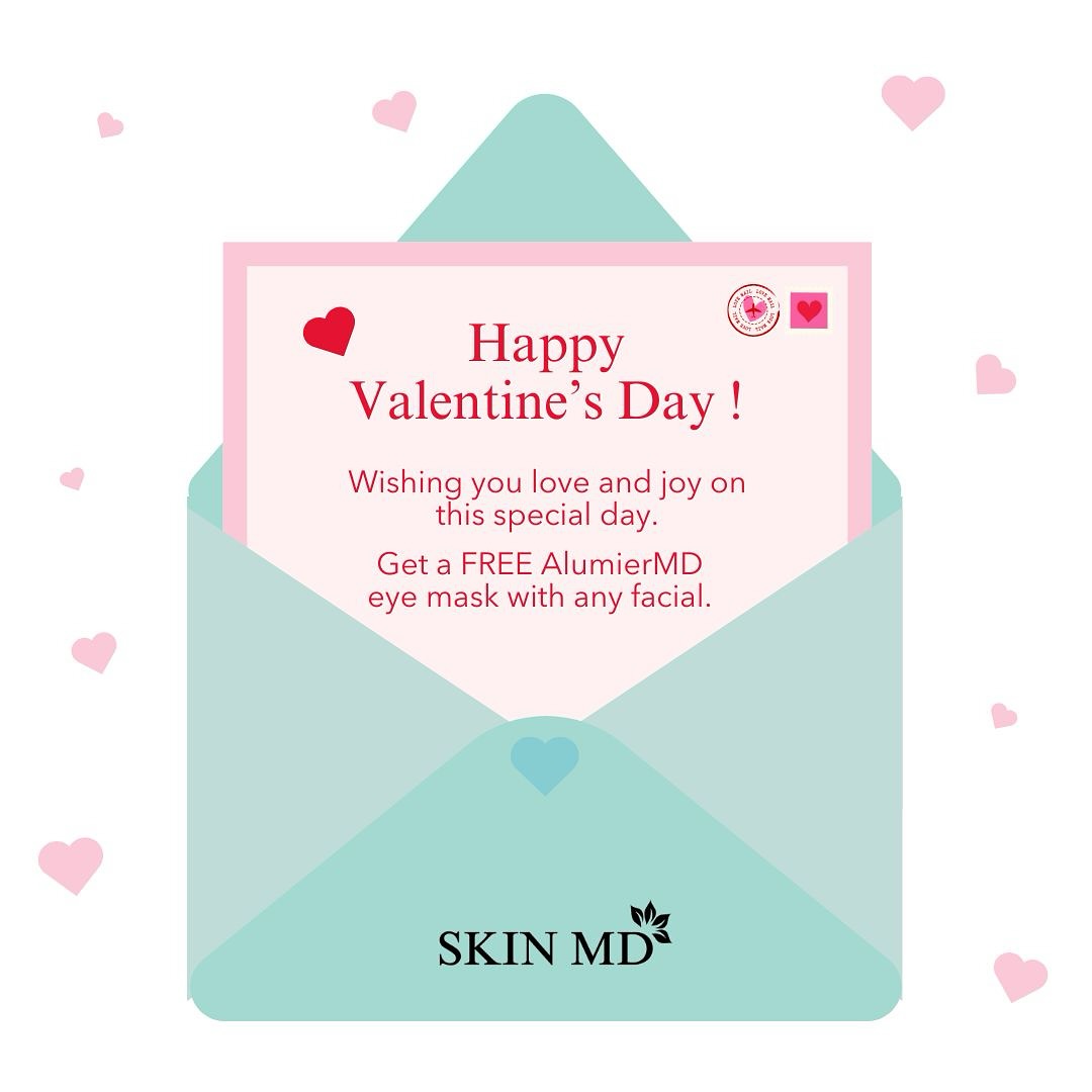 With Valentine’s day just on the horizon, it’s time to show yourself some love! 💕
Treat your skin to a facial at SKIN MD and get a FREE AlumierMD eye mask. Because self-care is the best love! ✨ #SelfLove #Glow #valentineday
This promotion ends March 1st, 2025.