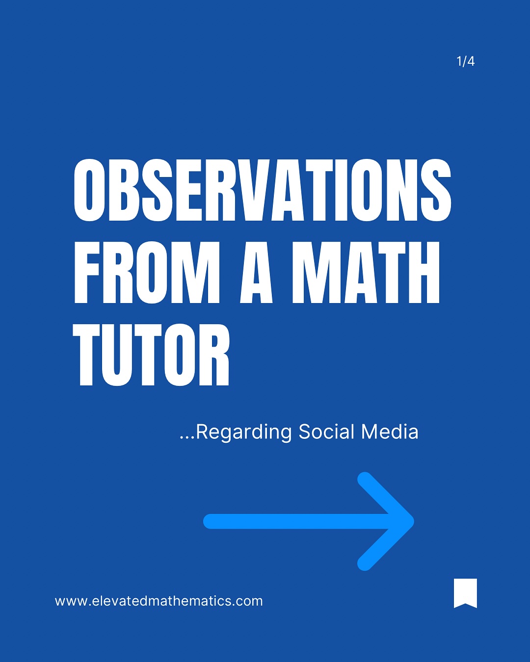 A little insight from a tutor who has spent time trying to understand social media and how it can provide false hope to students looking for quick solutions.
Hint: There aren’t any!
It takes a concerted effort to succeed in Mathematics. Students all think differently and need to be able to bounce personalized questions from knowledgeable people who have a vested interest in student success…..like me!!! Social media simply cannot provide the answers to those questions.
So this week, I am taking time to share some insights into what I’ve learned as a Mathematics Tutor on social media.
Follow @elevatedmathematics for great math learning tips!
#mathematics
#mathtutor
#tutor
#learning
#education
#mathhelp
#teacher
#mindset
#yxe