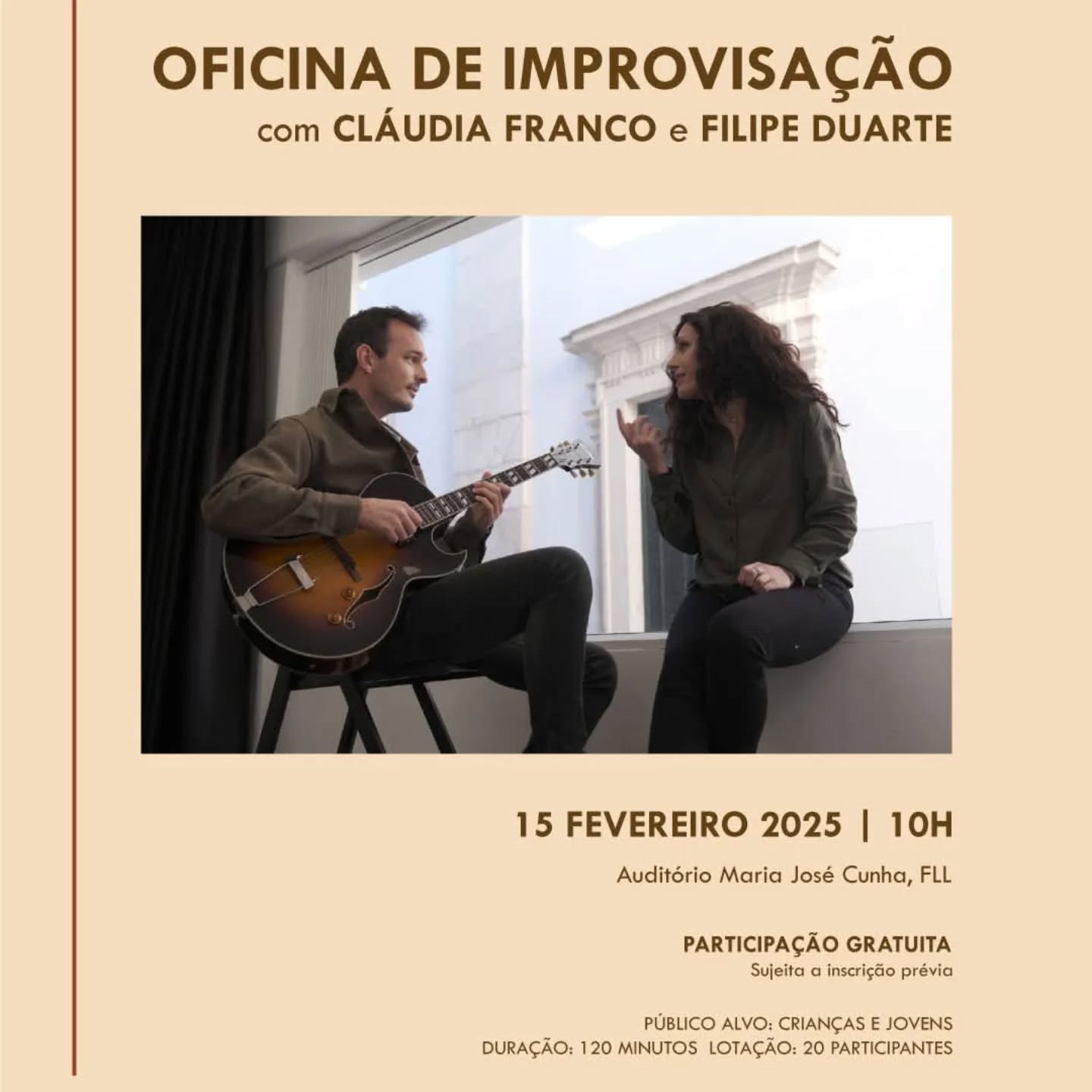 Na primeira edição do “Jazz d’Inverno”, a Fundação Lapa do Lobo propõe uma Oficina de Improvisação, dirigida a crianças e jovens. Esta oficina é uma introdução ao Jazz e às suas principais características: forma, ritmo, interpretação e improvisação. A participação na Oficina não exige conhecimentos musicais prévios, no entanto, aqueles que já tocam um instrumento são encorajados a trazê-lo.
Pode efetuar a sua reserva através do link: https://forms.gle/UBis41UvV5uuScDv7
