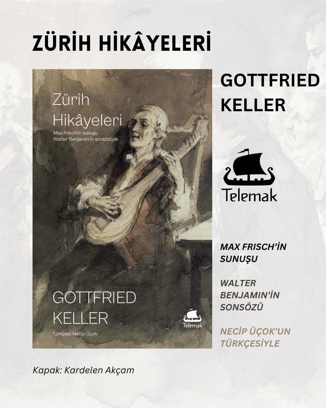 Telemak #45 / Yeni Kitap 📢
ZÜRİH
HİKÂYELERİ
Gottfried Keller
Max Frisch'in sunuşu
Walter Benjamin'in sonsözü
Necip Üçok'un Türkçesiyle
Nietzsche'nin Heine’den sonra yaşayan tek Alman şair saydığı, “büyük üslûp”un temsilcisi Gottfried Keller’in Zürih’i kapitalizmin başkentlerinden biri olmaktan çıkarıp edebiyat alemine taşıdığı Zürih Hikâyeleri, Alman dilinin en özgün denemelerinden birine şahitlik eder. Yüz elli yıldır okurları büyüleyen, “burjuva gerçekçiliği”nin bu klasik eseri basitçe bir değişim sürecini değil, bizatihi zamanın değişim olarak tecrübe edilişini farklı dönemlerden derlediği hikâyelerle anlatır.
“Bugüne dek hayatımızı belirlemiş gelişim çizgileri, 19. yüzyılın hiçbir edebî eserinde Gottfried Keller’in eserlerindeki kadar belirgin olarak gün yüzüne çıkmaz.”
W.G. Sebald
İncelemek için websitemize bakabilirsiniz.
Satın almak için Kitapyurdu & Amazon