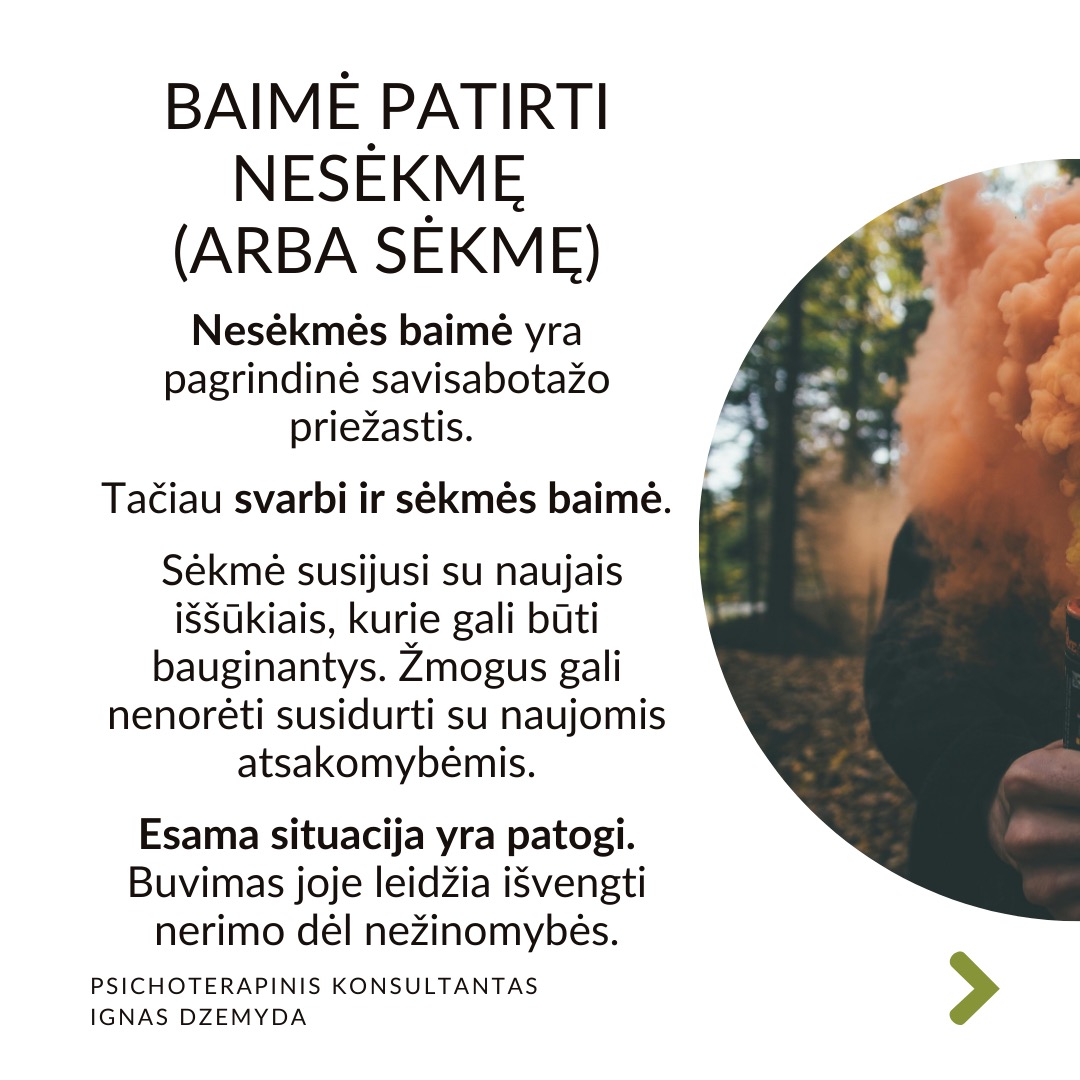 Ar esi pats sužlugdęs ką nors, kas tau yra svarbu, tarsi tyčia?
Galbūt kada atidėliojai svarbius darbus, vengei reikšmingo pokalbio ar sugadinai perspektyvius santykius. Kodėl trukdai pats sau?
Kaip gali ištrūkti iš šio užburto rato?
Savisabotažas įvyksta tada, kai tavo pačio veiksmai (ar neveiklumas) sutrukdo pasiekti to, ko nori.
Kodėl save sabotuojame?
Baimė patirti nėskėkmę arba sėkmę. Nesėkmės baimė yra pagrindinė savisabotažo priežastis. Tačiau svarbi ir sėkmės baimė. Sėkmė susijusi su naujais iššūkiais, kurie gali būti bauginantys. Žmogus gali nenorėti susidurti su naujomis atsakomybėmis. Esama situacija yra patogi. Buvimas joje leidžia išvengti nerimo dėl nežinomybės.
Žema savivertė. Kai kurie giliai viduje jaučiasi neverti sėkmės. Tai susiję su žema saviverte. Taip nesąmoningai sabotuojame save ir pasitvirtiname, kad esame nieko verti. Jei savęs vaizdas yra neigiamas („aš nesu pakankamai geras“), tačiau gyvenime vyksta kažkas gero, mūsų smegenys gali bandyti „ištaisyti“ šį neatitikimą sabotuodamos sėkmę.
Neišspręstos traumos. Praeities patirtys, ypač tos, kurios susijusios su atstūmimu, išdavyste ar nesėkmėmis, yra svarbios. Neišspręsta trauma gali sukelti savisabotažą, kaip būdą išvengti skausmingų patirčių pasikartojimo.
Saugiau būti pažįstamoje situacijoje, nors ir Kenksmingoje. Žmonės turi įsisenėjusių įpročių. Jaučiamės saugiai situacijose, kurias pažįstame. Net jei ir jos yra žalingos ir kenkia. Dėl to sabotuojame bet kokias naujas galimybes.
Ką daryti? Susitvarkyti su savisabotažu gali užtrukti. Pirmiausia reikia pripažinti sau, kad esi vertas sėkmės ir laimės, net jei vidinis kritikas sako kitaip. Keitimasis grįstas sąmoningumu - reikia pažinti savisabotažo situacijas, kaip jos kyla, kas su tavimi vyksta. Suvokiant kas su tavimi vyksta, keisis ir elgesys.
Nepamirškime pasirūpinti savimi!
#psichologija #psichoterapija
#savespazinimas #psichologas #emocinesveikata #psichologinepagalba #savirefleksija #terapija #psichinesveikata #meditacija #stress #gyvenimokokybė #asmeninisaugimas #augimas #impostersyndrome #savivertė #saviverte #trauma #depresija #nerimas