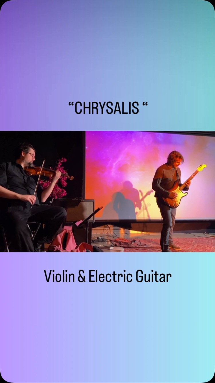 “Chrysalis” for Violin & Electric Guitar - debuted at the @thenighttemple @voxx_studios Launch Party, Feb 1. Wrote this over a couple of days last week. Again hugely grateful to @eric.km.clark for a sublime performance after just one run through. Chrysalis is the process of becoming - a state of reflection and preparation for things we can’t even begin to imagine, yet instinctively know will be extraordinary. FULL PIECE ON YOUTUBE - LINK IN BIO. 🎻🎸
.
.
.
#electricguitar #violin #premiere #newmusic #composer