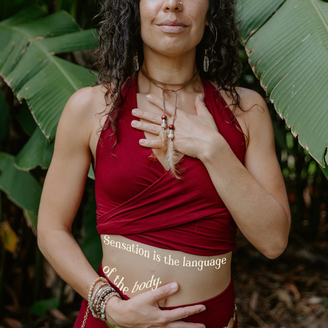 Sensation is the language of the body. It is how our body communicates with us & conveys our inner wisdom. The body expresses itself through temperature, vibration, pulsation, impulse, tightness, openness, pressure, movement & shape. Sensation is not only a process of receiving information from the outer environment but sensation also informs about what is alive in our inner environment. Every single sensation offers insight into our health, our thoughts, feelings, beliefs, perceptions, expectations & emotions.
Yet for so many, we have learned to quiet these inner whisperings due to coping strategies from past experiences where we learned that it was not safe to feel. While at one point this strategy may have made sense, this strategy often repeats, becoming a pattern in many or all aspects of our lives. But we can learn how to feel ourselves again in a way that builds a capacity for us to experience the vastness of our human existence.
Sensation is a key component of somatic awareness & this awareness is the entry point to somatic transformation. With awareness we are able to create space for the completion of thwarted stress responses in the body. We can come to know our embodied patterns & conditioned tendencies, how & where we are resisting the flow of life, how & where we are open to receive the flow of life, & what is being called forth from our deepest waters. With somatic awareness, we cultivate a stronger capacity to replace default habits with thoughts, behaviors & actions of our choice. Essentially, awareness allows us to live a life of greater authenticity & in alignment with our values, dreams & desires.
The practice is simply to notice sensation with a compassionate curiosity. To give permission to move at our own pace & develop a strong sense of resilience that offers space where we can slowly pendulate between sensations of comfort & pleasure, as well as discomfort & activation. In the beginning, sensation may not be obvious but as you continue to turn towards noticing, you can eventually build the capacity to do so. Energy will flow where your attention goes. And we can learn to live the life of our heart’s deepest longing.💗