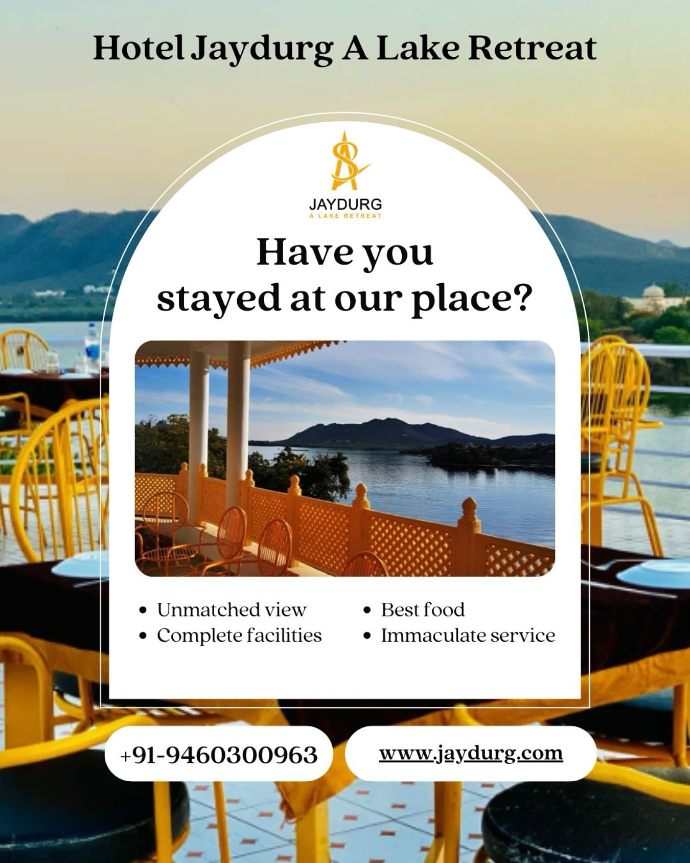 🌊 Welcome to Jaydurg – Where Luxury Meets the Lake! ✨
Step into the finest lakeside retreat in Udaipur, where breathtaking views, impeccable service, and a royal experience await you. 💙
#Udaipur #MustVisit #beststay #hotelinudaipur #lakesideview #udaipurlakecity