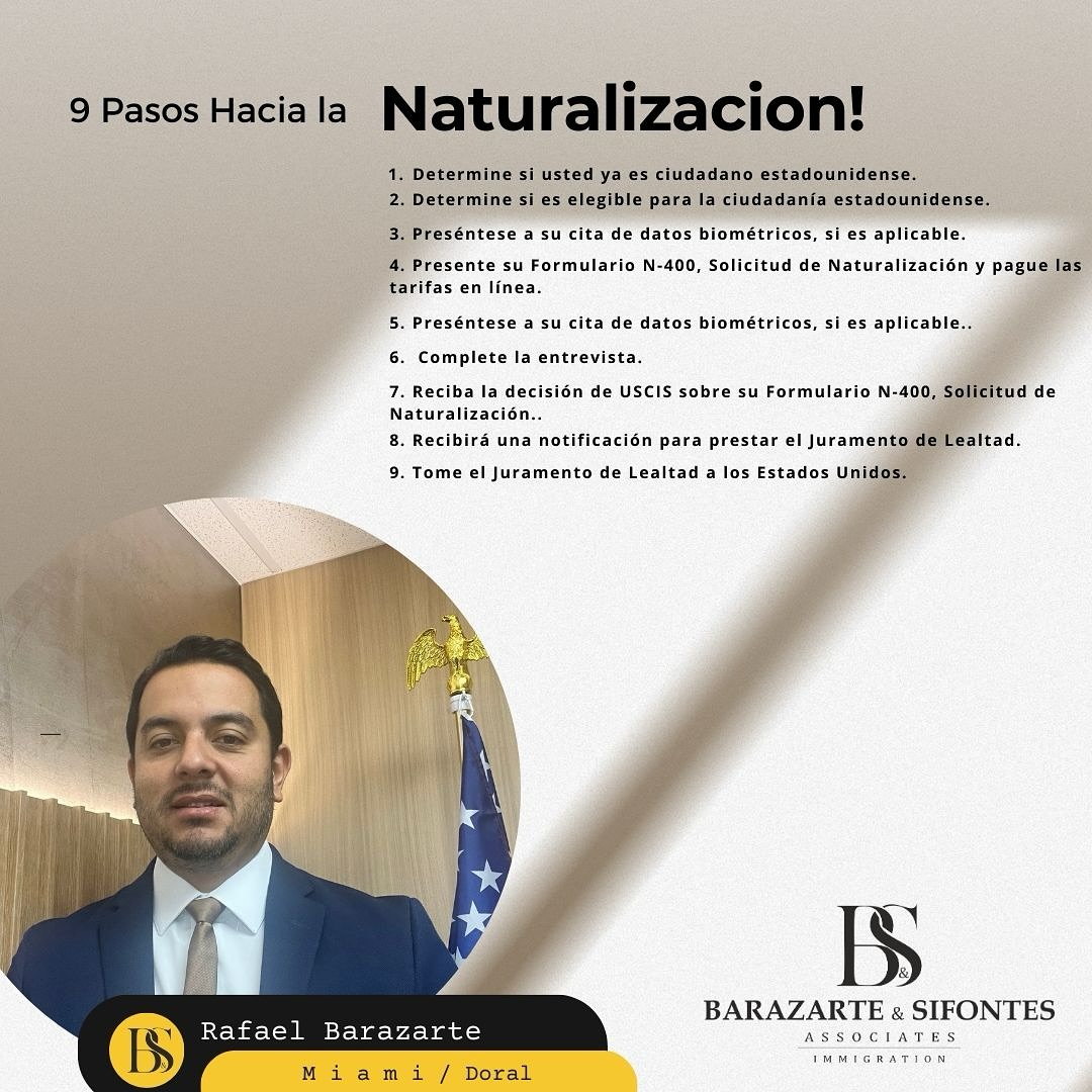 Proceso de Naturalización N-400, conoce los pasos para saber desde cuándo eres elegible para la ciudadanía. (786) 590-8818