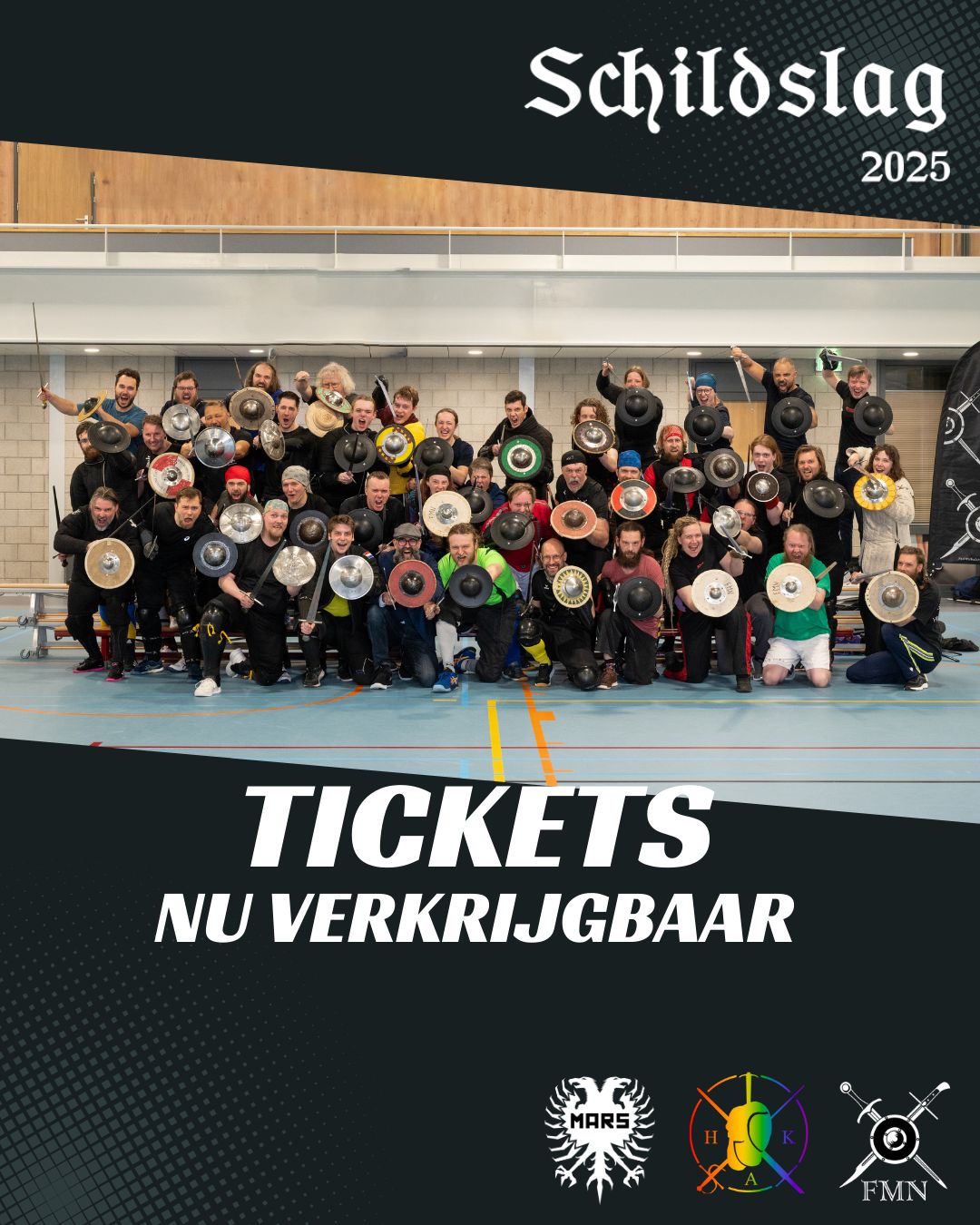 Schildslag 2025!
De Zwaard- & Beukelaardag keert terug op 17 mei 2025, dit keer met een nieuwe naam en een aangepast format. Nu met nóg meer schilden! 🛡️ Tickets zijn verkrijgbaar via mars-swordfighting.com.